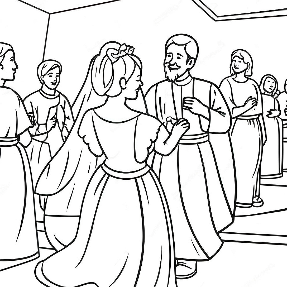 Joyful Wedding at Cana Coloring Page | Wedding at Cana coloring page