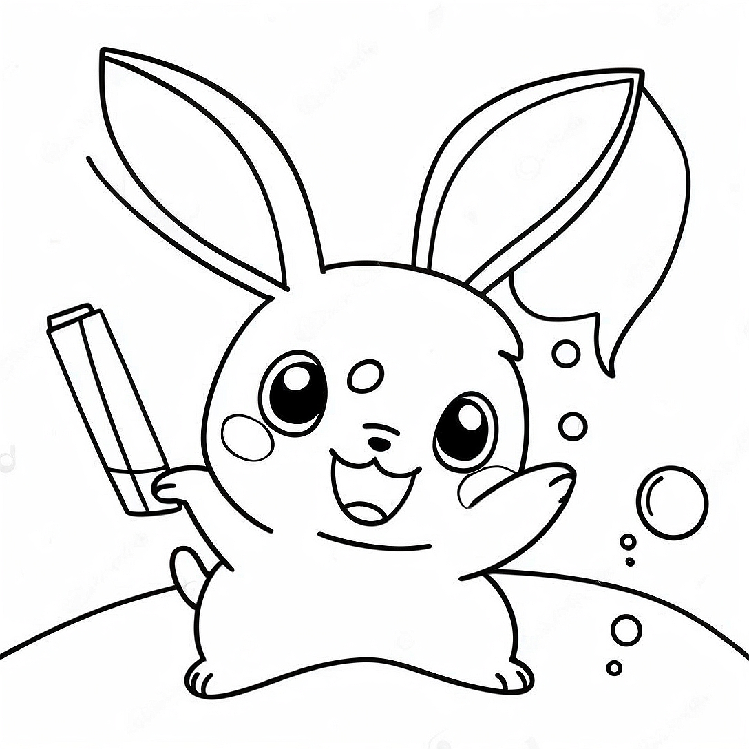 Cute Raichu Playing with Friends Coloring Page | Raichu coloring page