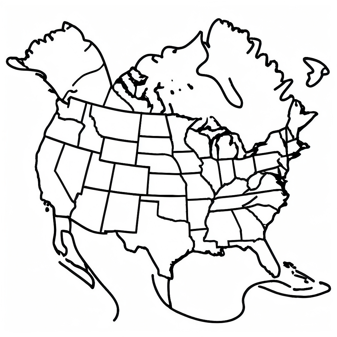 North America Map Coloring Page | North America Map coloring page