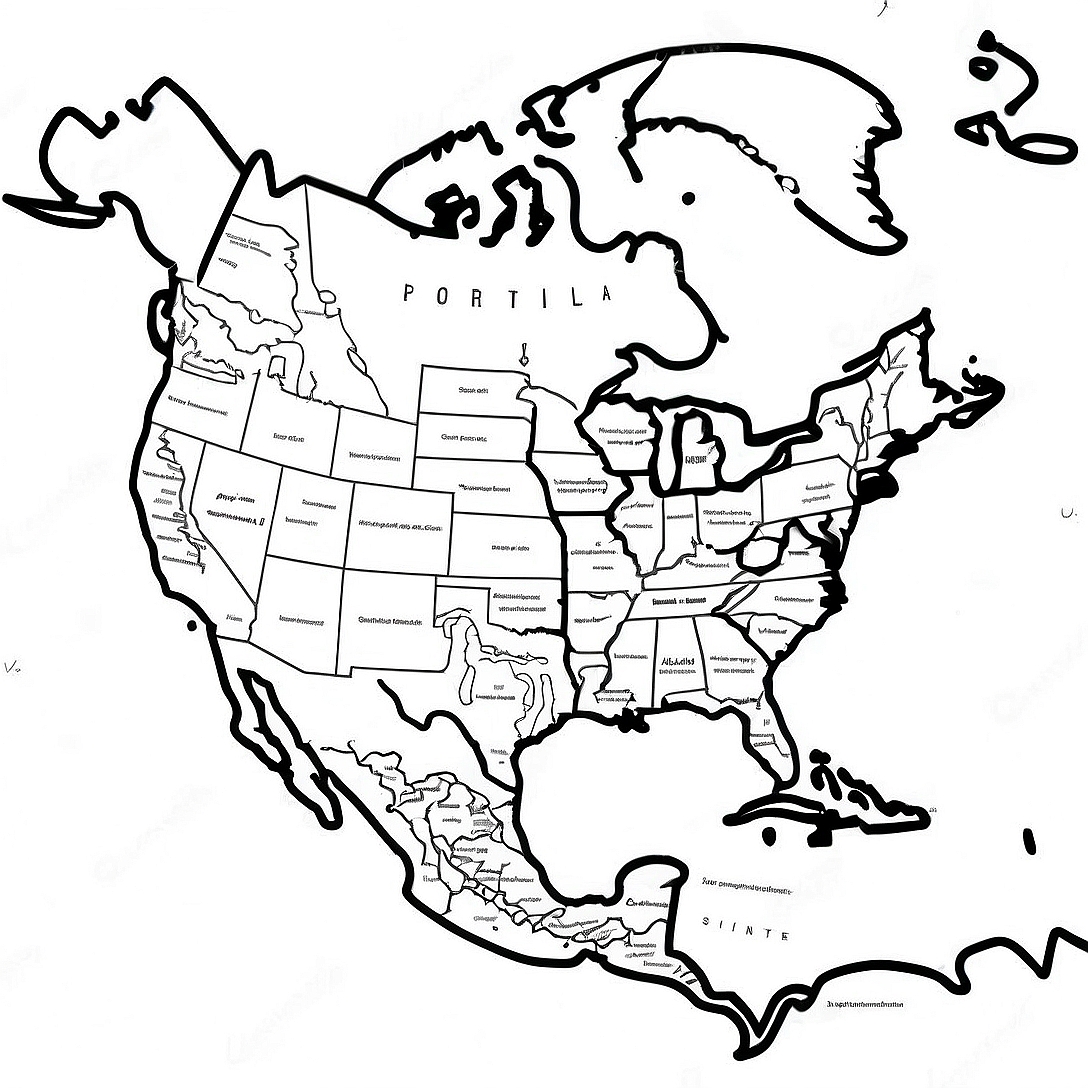 Detailed North America Map Coloring Page | North America Map coloring page