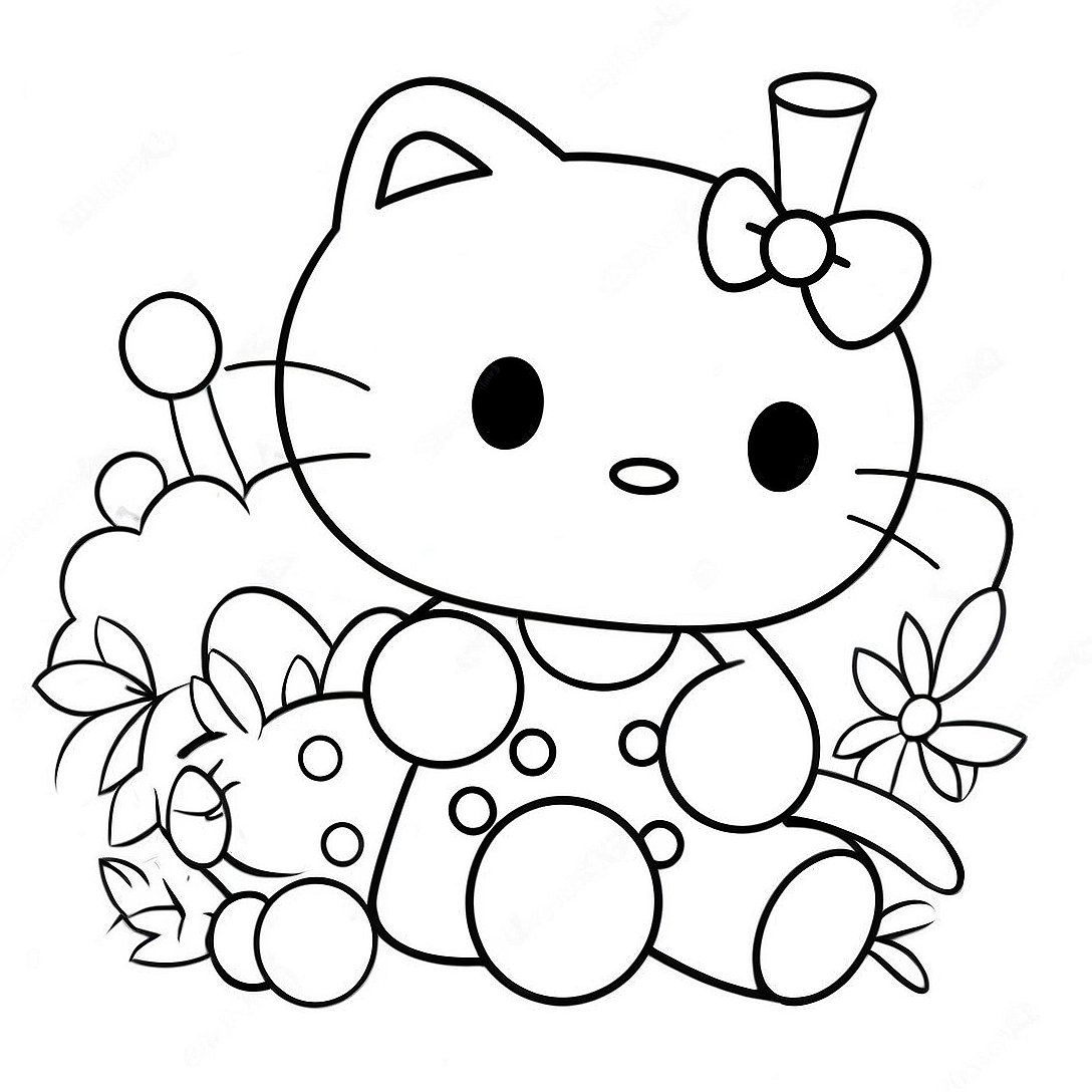 Hello Kitty with Friends Coloring Page | Sanrio Anime coloring page