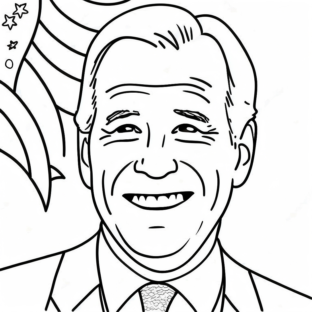Joe Biden Smiling Portrait Coloring Page | Joe Biden coloring page