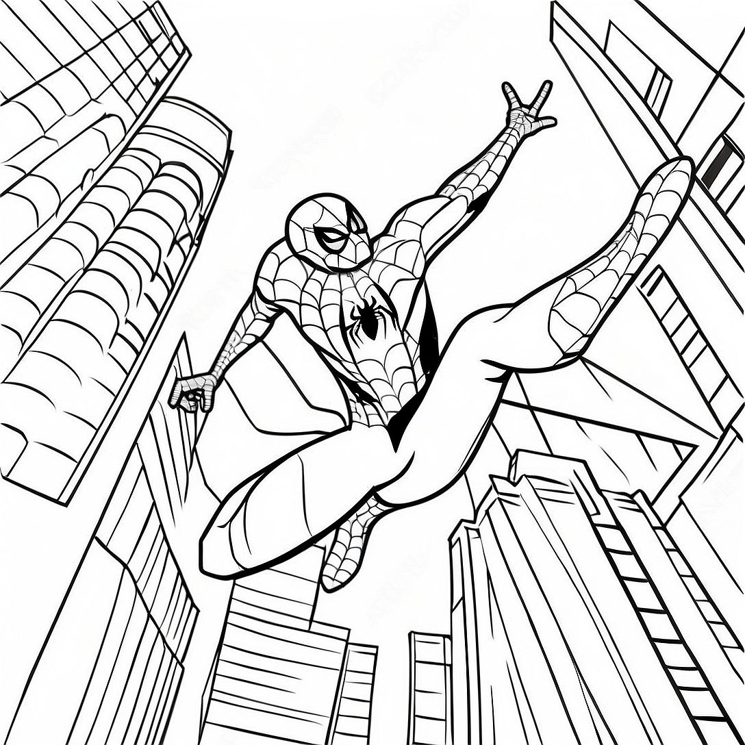 Spider Man Far From Home Action Scene Coloring Page | Spider Man Far From Home coloring page
