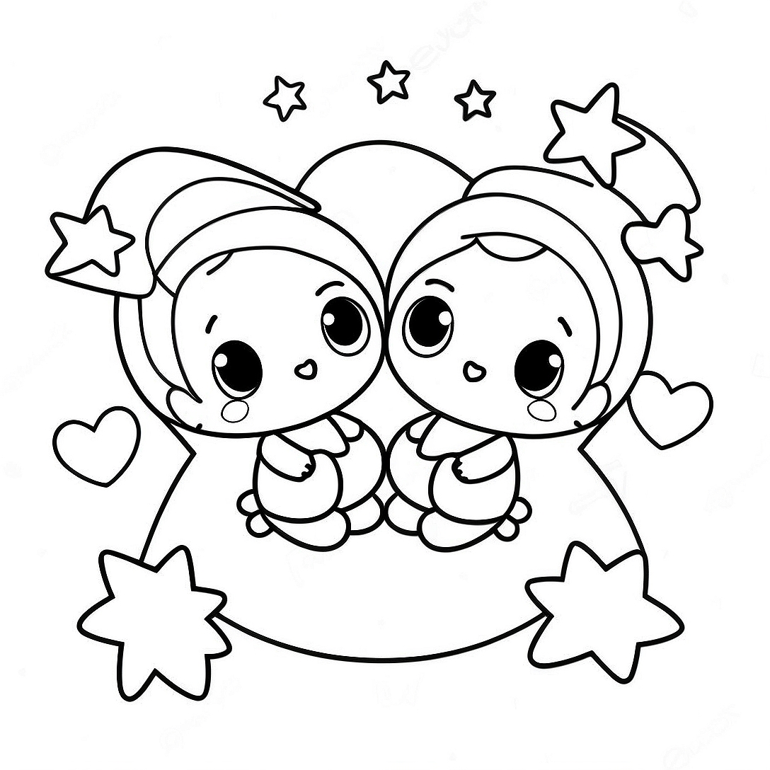 Little Twin Stars Coloring Page | Little Twin Stars Sanrio coloring page