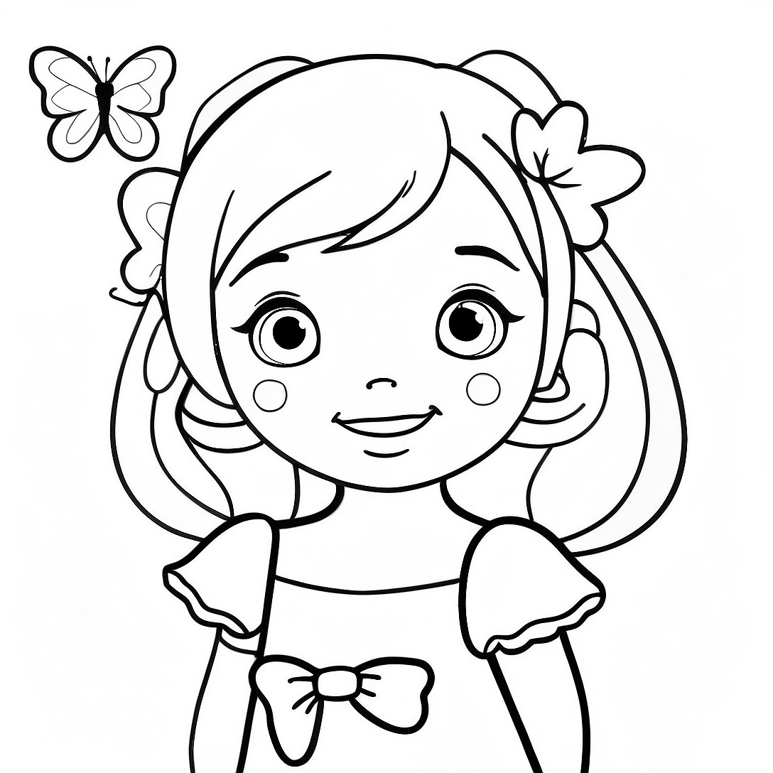 Cute Shinobu with Butterfly Coloring Page | Shinobu coloring page