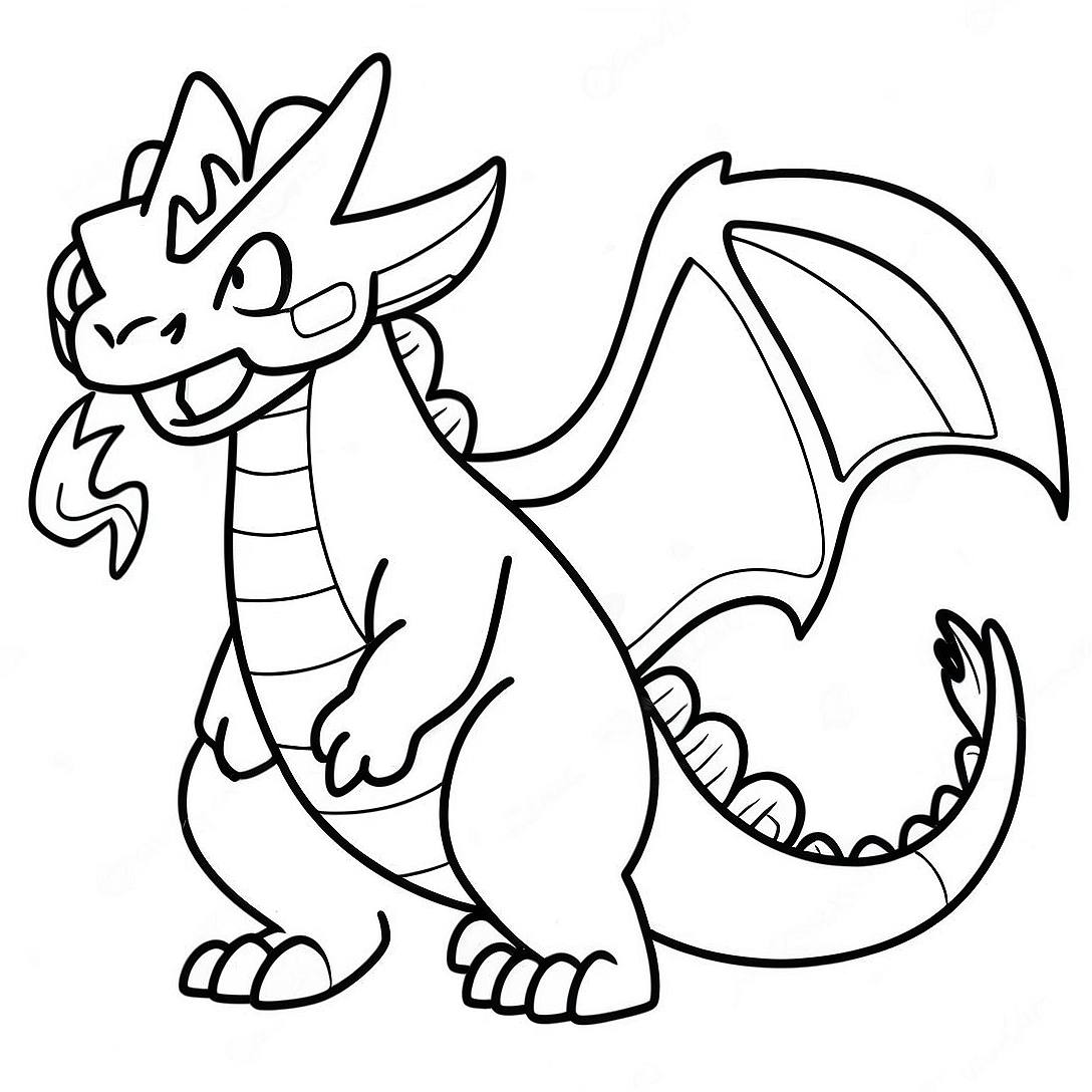 Fire-Breathing Dragon Pokemon Coloring Page | Dragon Pokemon coloring page