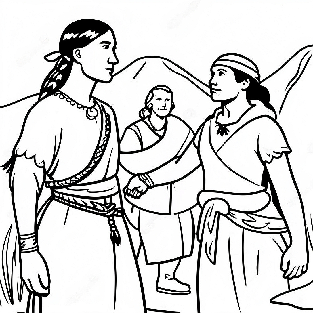 Brave Sacagawea Guiding Lewis and Clark Coloring Page | Sacagawea coloring page