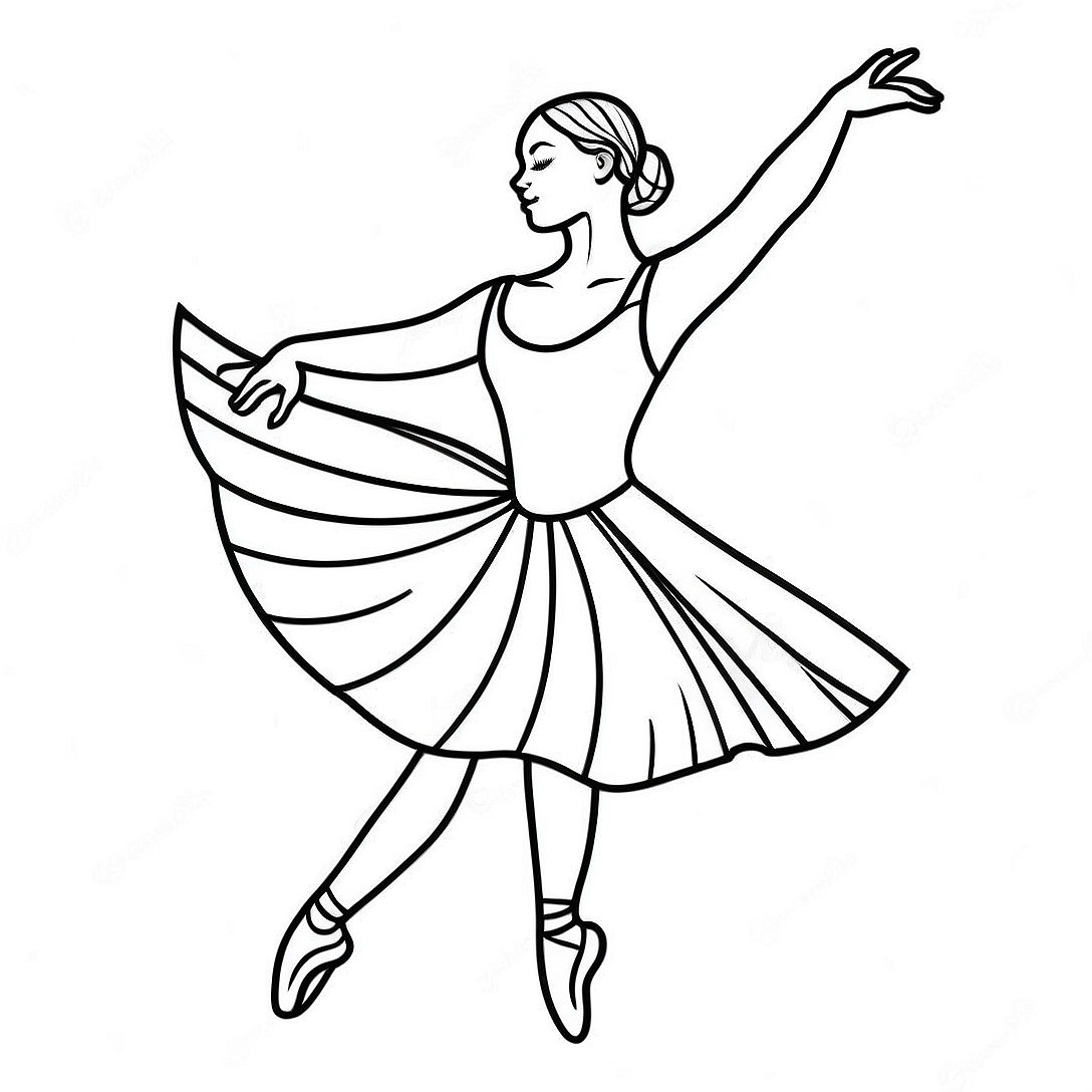Ballet Dancer in Graceful Pose Coloring Page | Dancer coloring page
