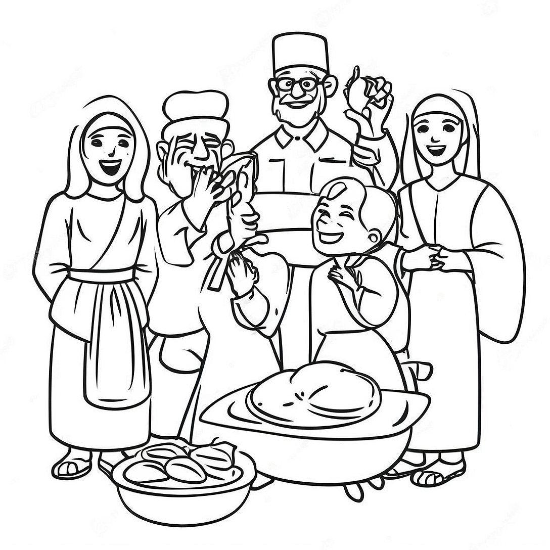 Joyful First Passover Celebration Coloring Page | First Passover coloring page