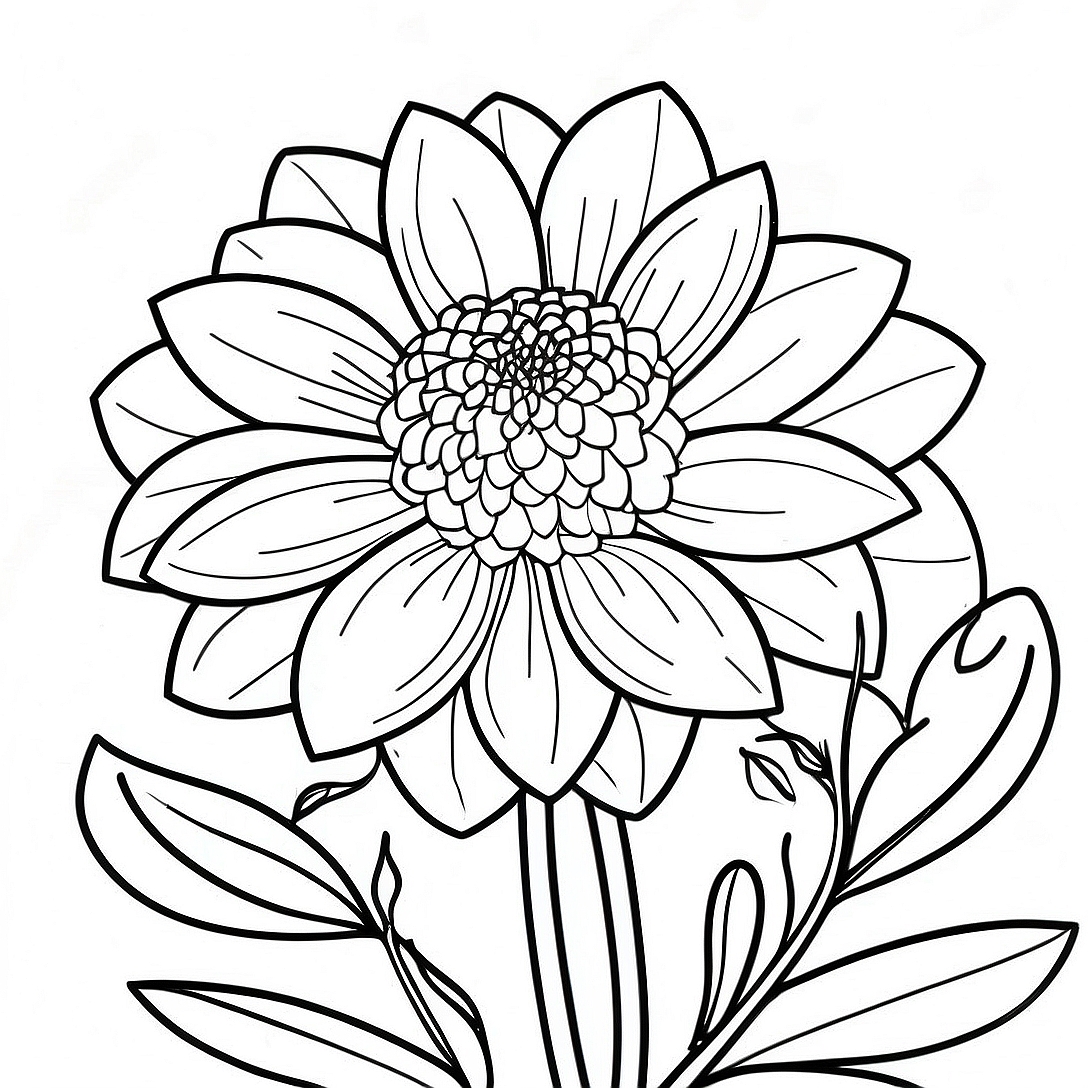 Dahlia Flower Coloring Page | Dahlia coloring page