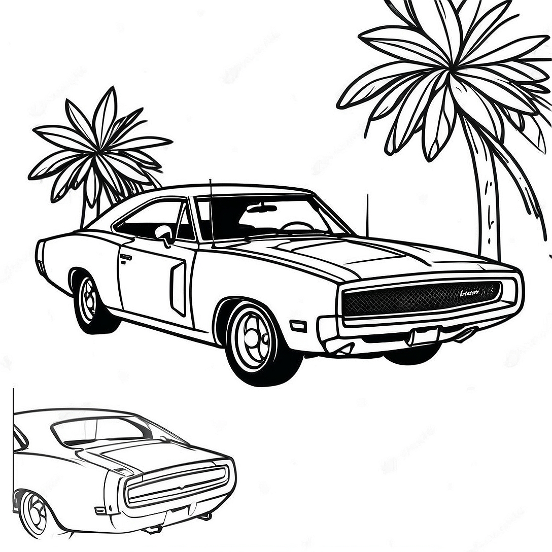 1970 Dodge Charger Classic Coloring Page | 1970 Dodge Charger coloring page