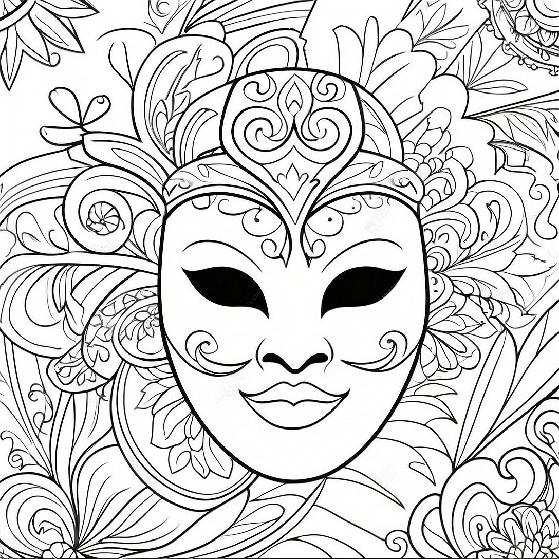 Elegant Phantom of the Opera Mask Coloring Page | Phantom of the Opera coloring page