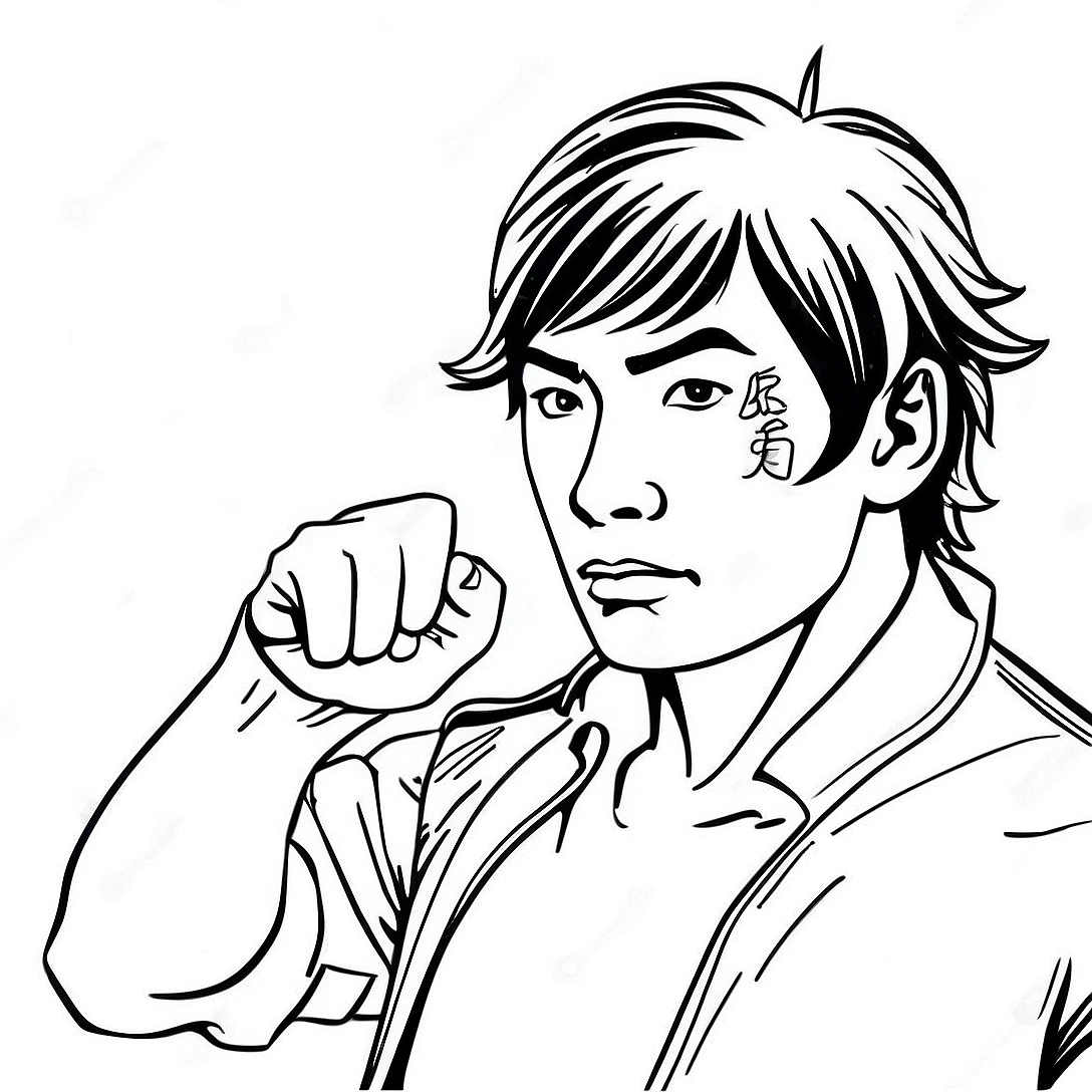 Yuji Itadori in Action Coloring Page | Yuji Itadori coloring page