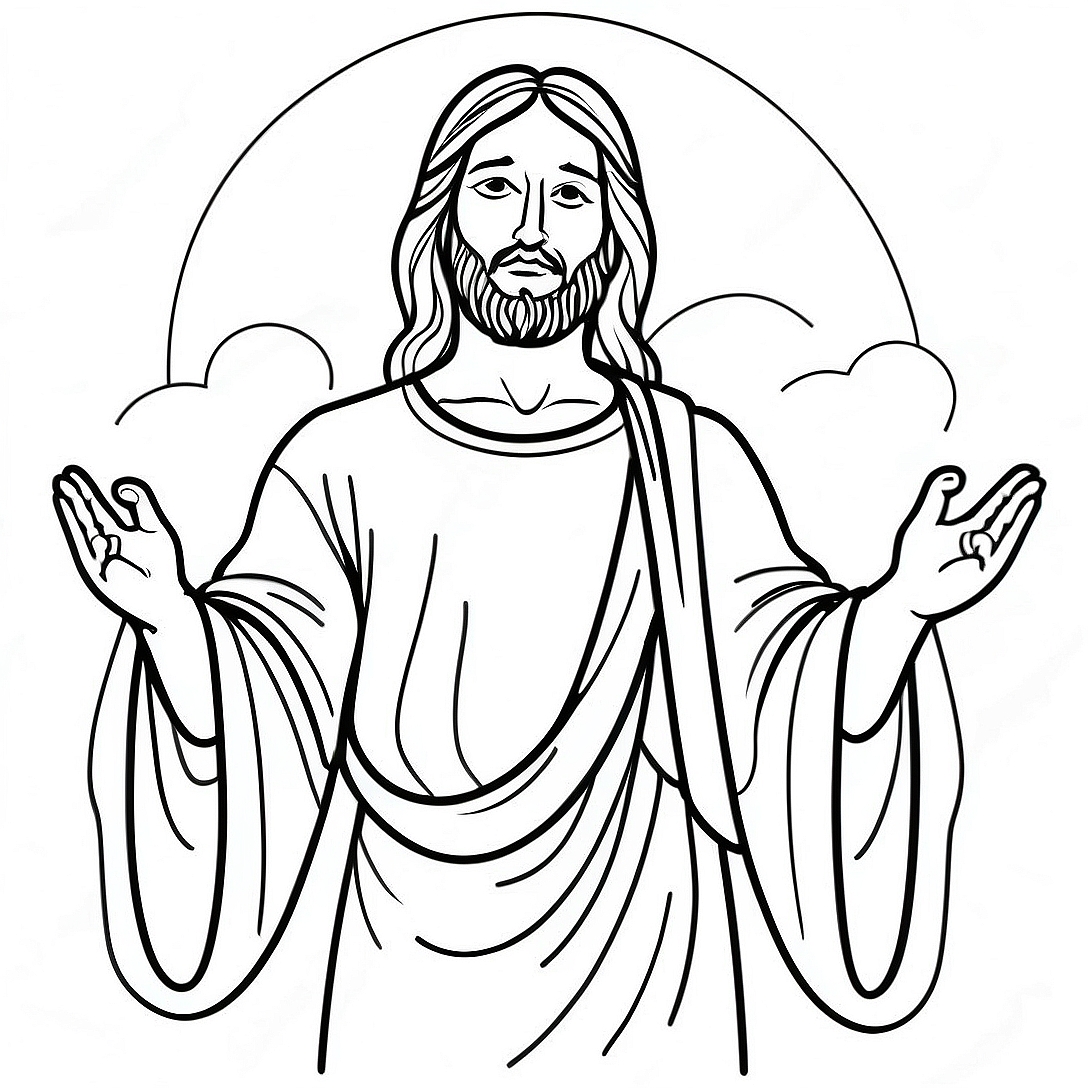 Jesus with Open Arms Coloring Page | Follow Jesus coloring page