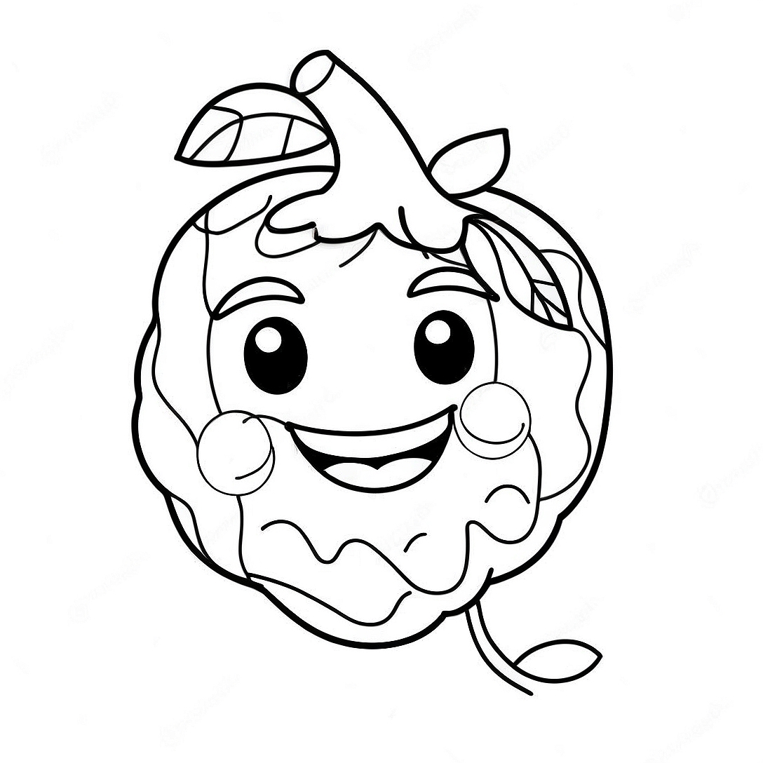 Cute Raspberry Character Coloring Page | Raspberry coloring page
