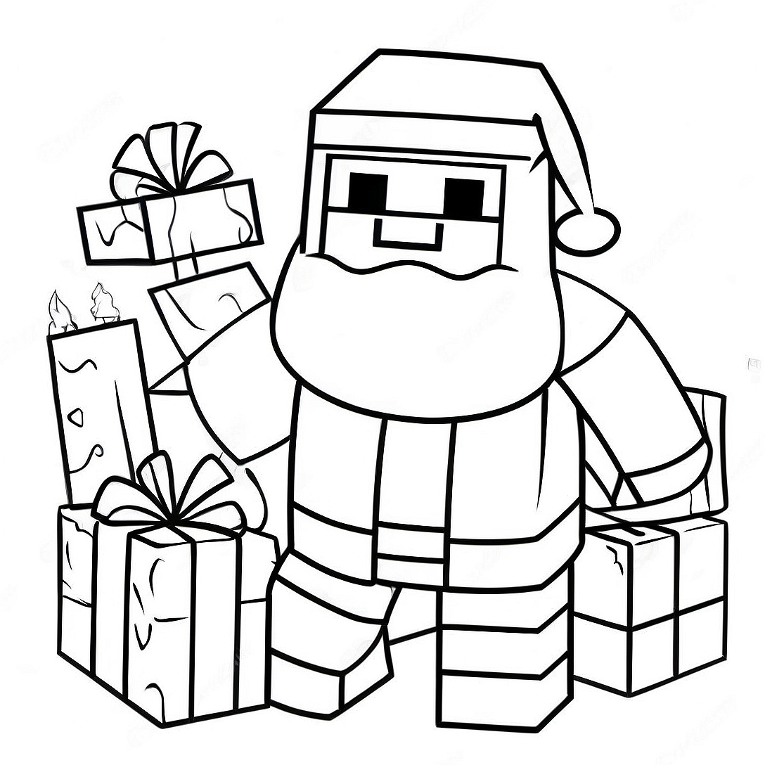 Minecraft Santa Claus Coloring Page | Minecraft Christmas coloring page