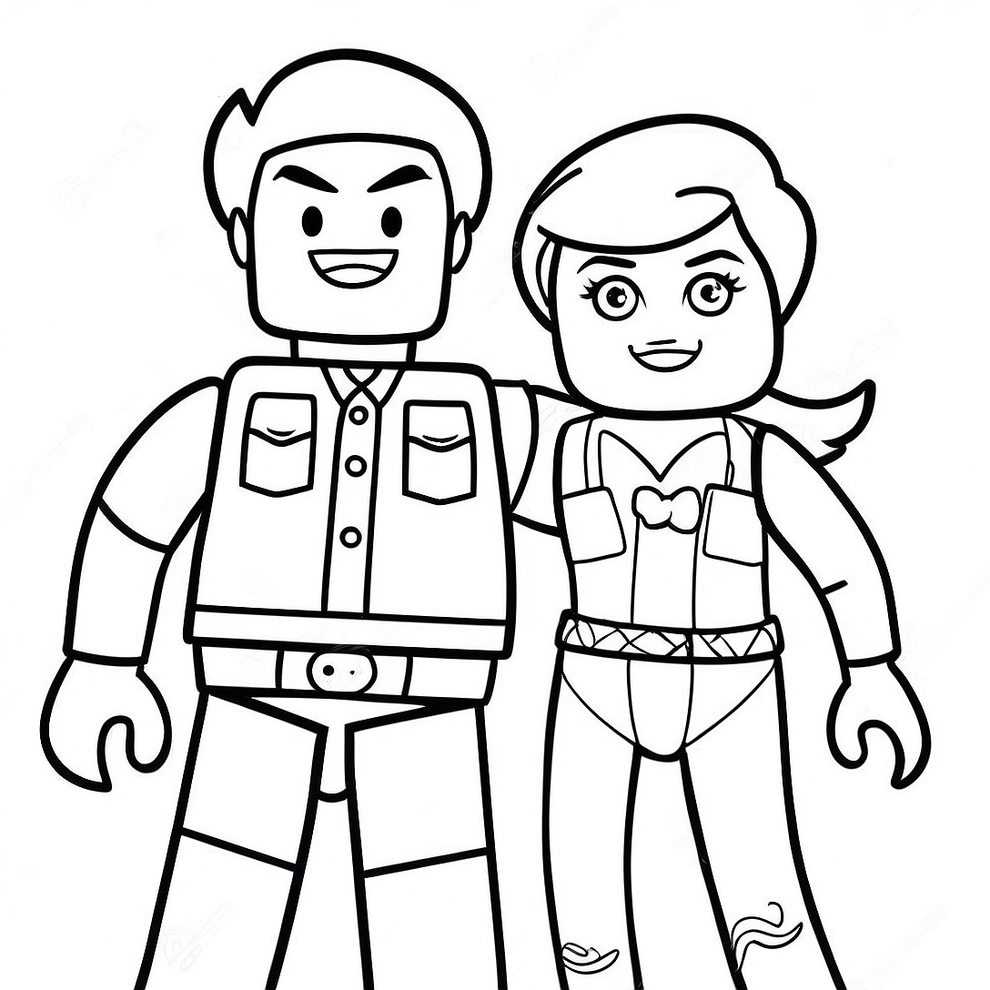 Emmet and Wyldstyle Adventure Coloring Page | Lego Movie coloring page