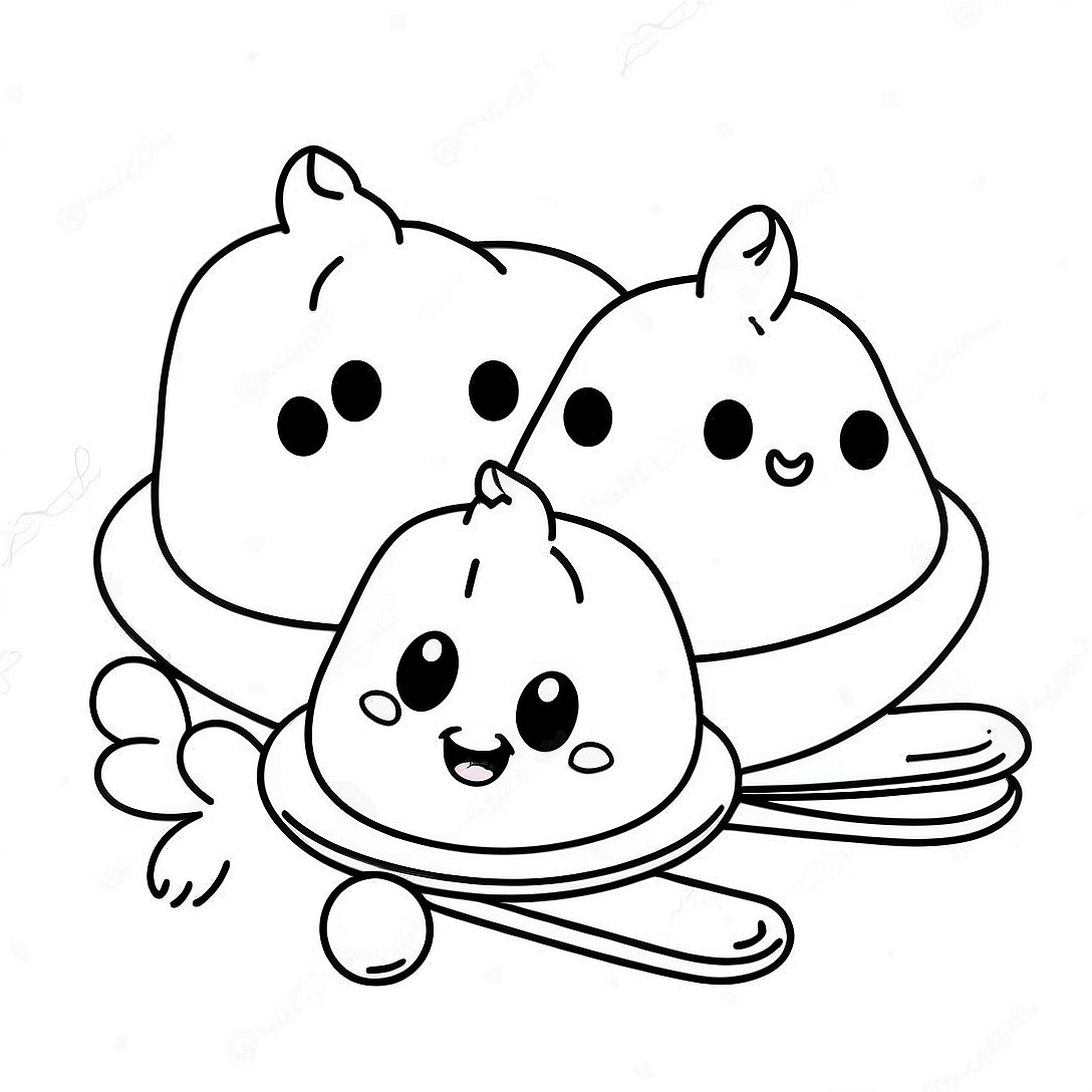 Festive Disney Dumplings Coloring Page | Disney Lunar New Year Food coloring page