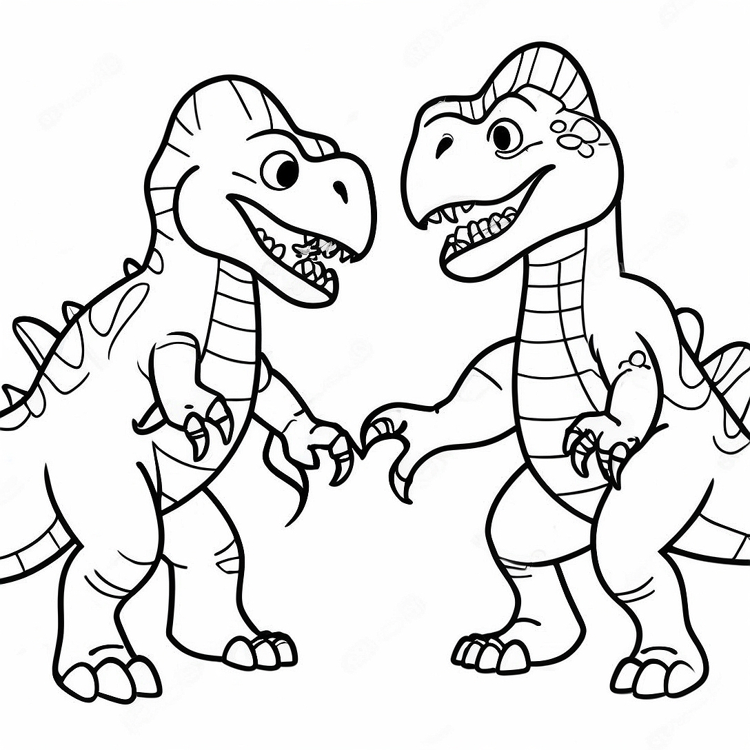 Ferocious T-Rex vs. Triceratops Coloring Page | Dinosaur Fighting coloring page