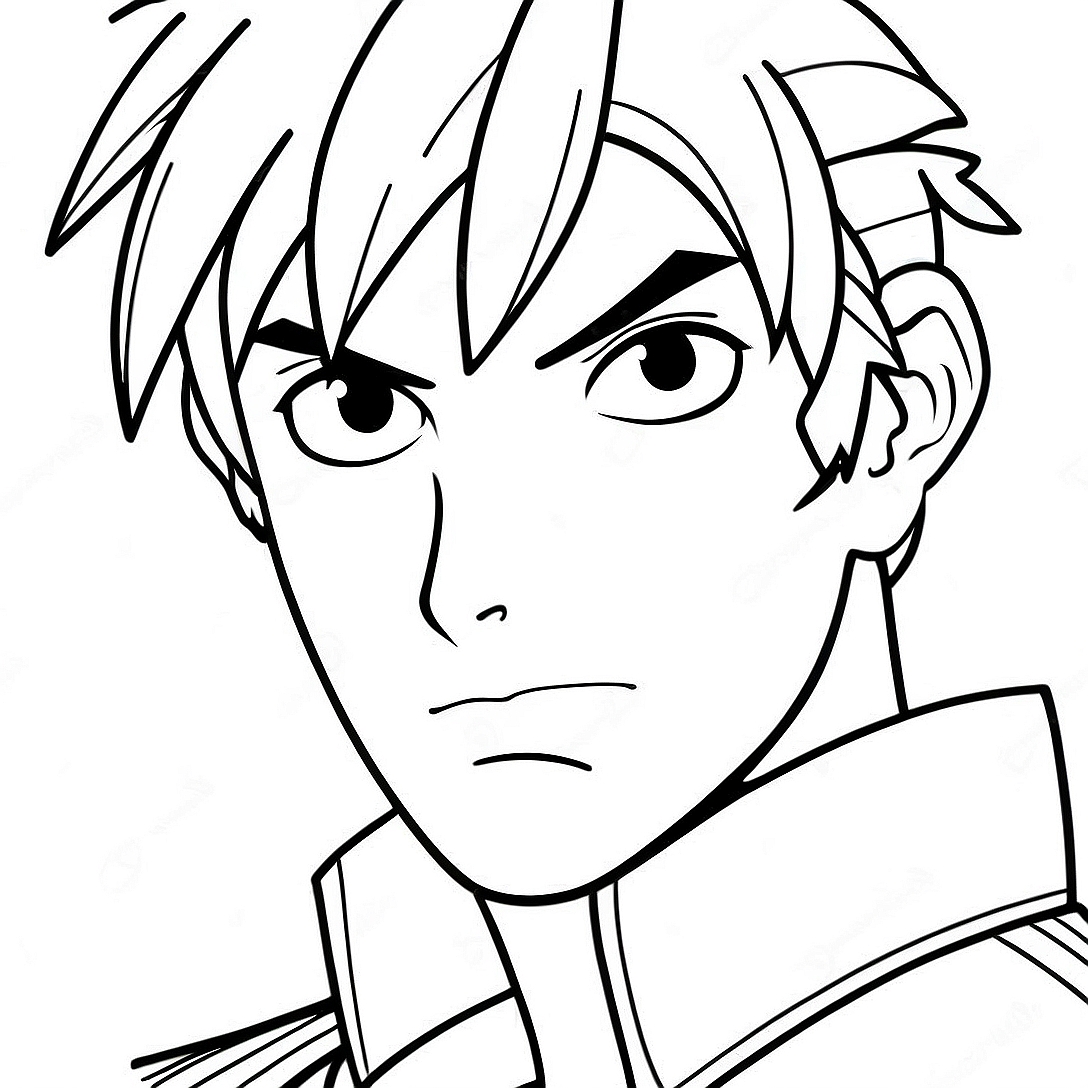 Cool Boy Anime Hero Coloring Page | Boy Anime coloring page