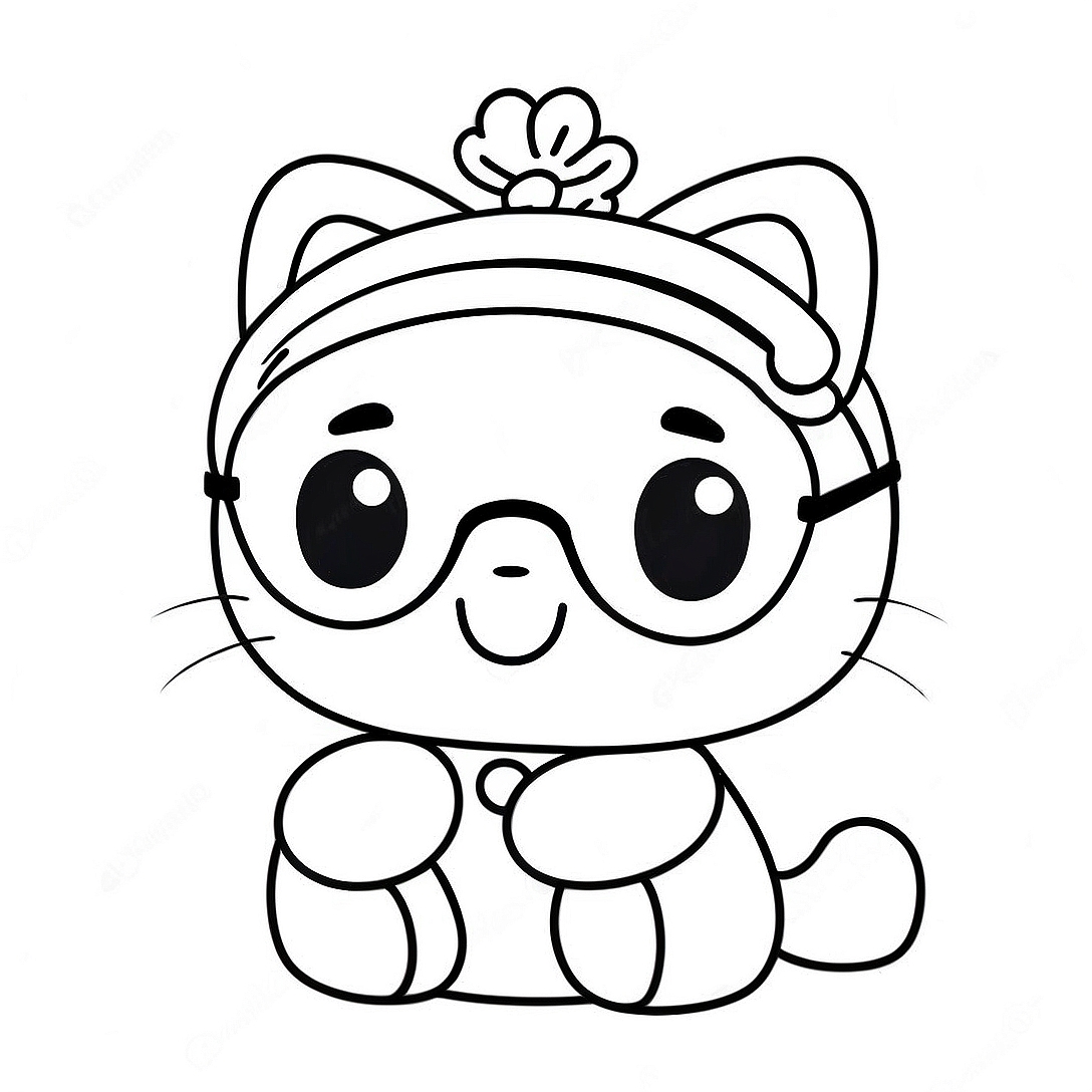 Cute Hello Kitty with Sunglasses Coloring Page | Hello Kitty Y2K coloring page