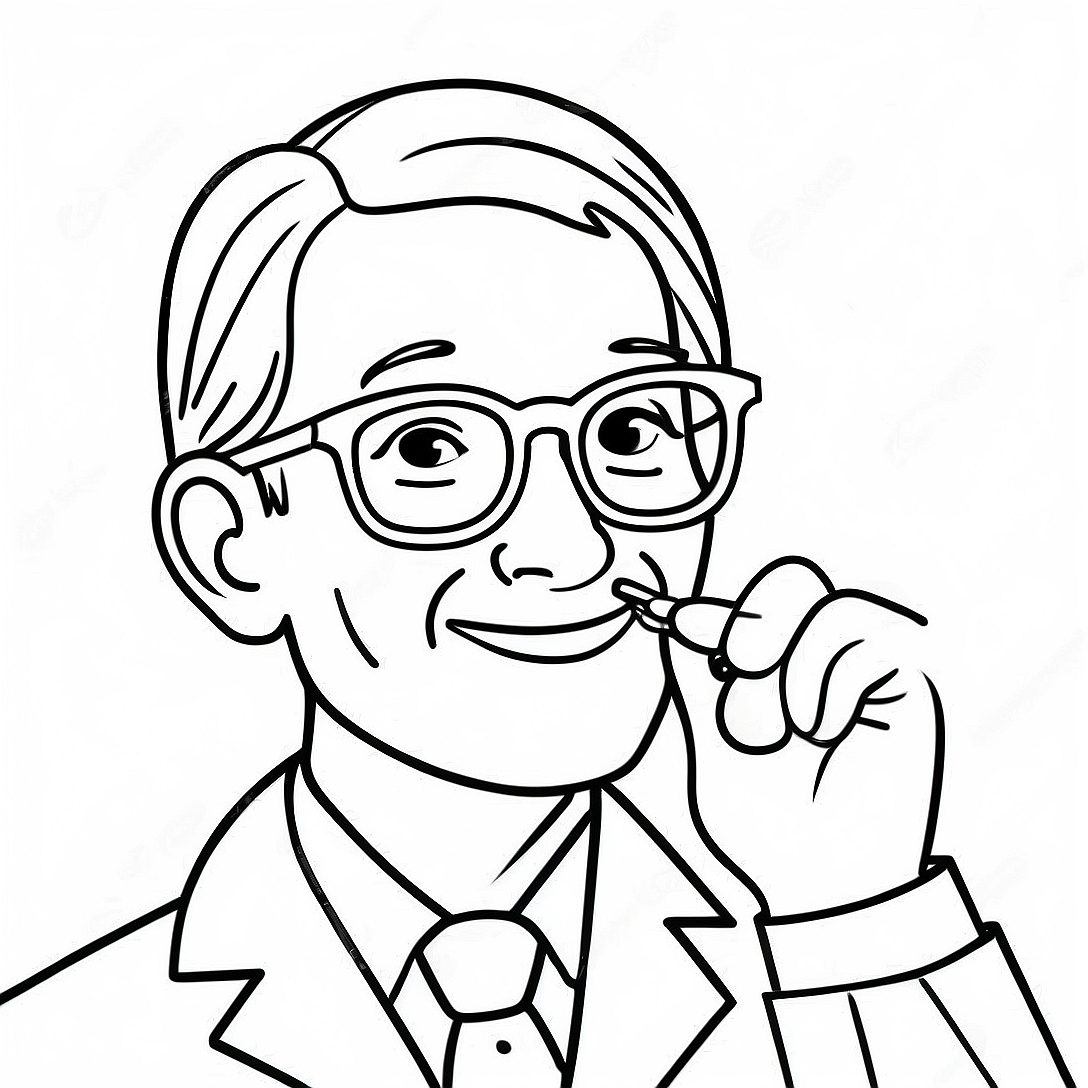 Friendly Eye Doctor with Glasses Coloring Page | Eye Doctor coloring page
