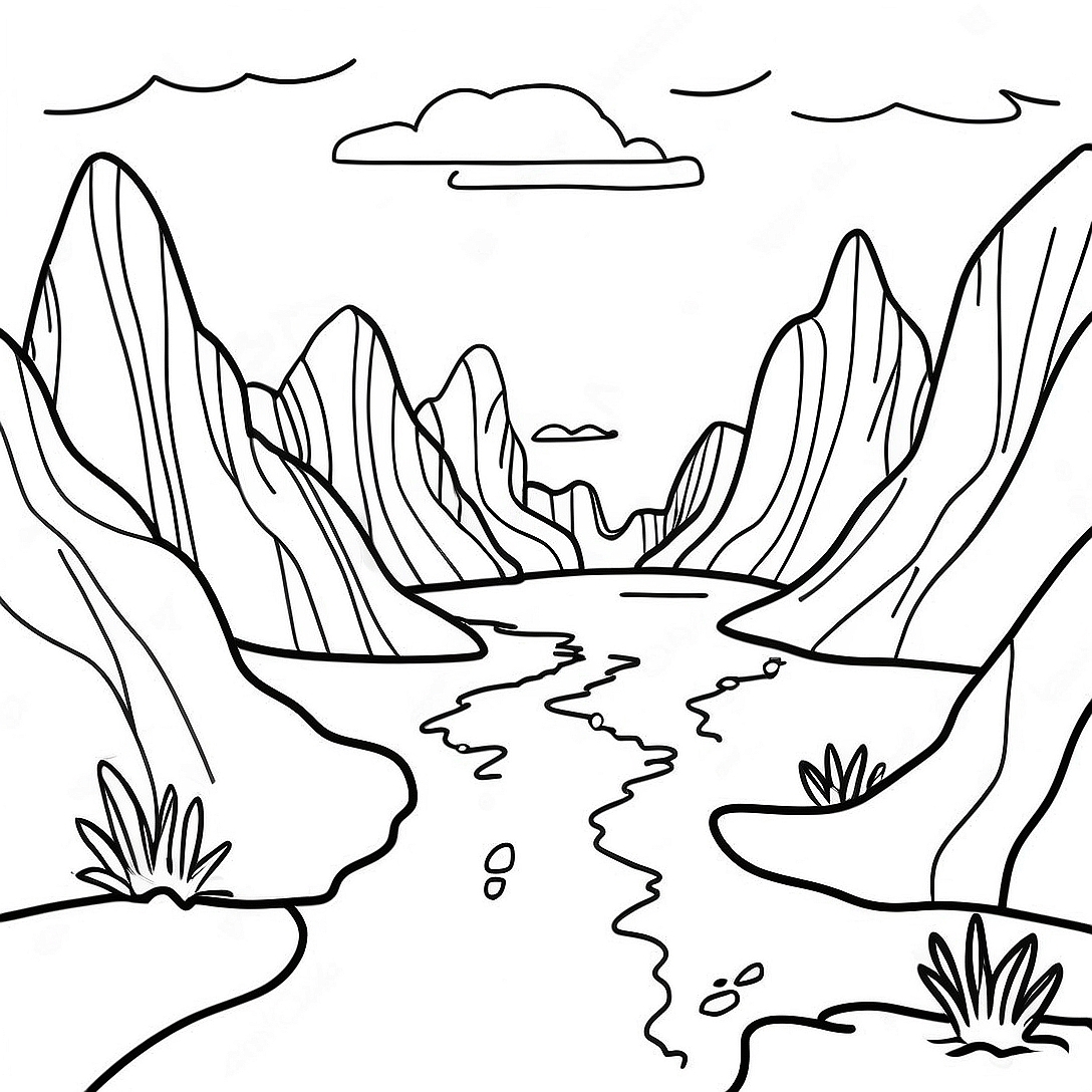 Erosion Landscape Coloring Page | Erosion coloring page