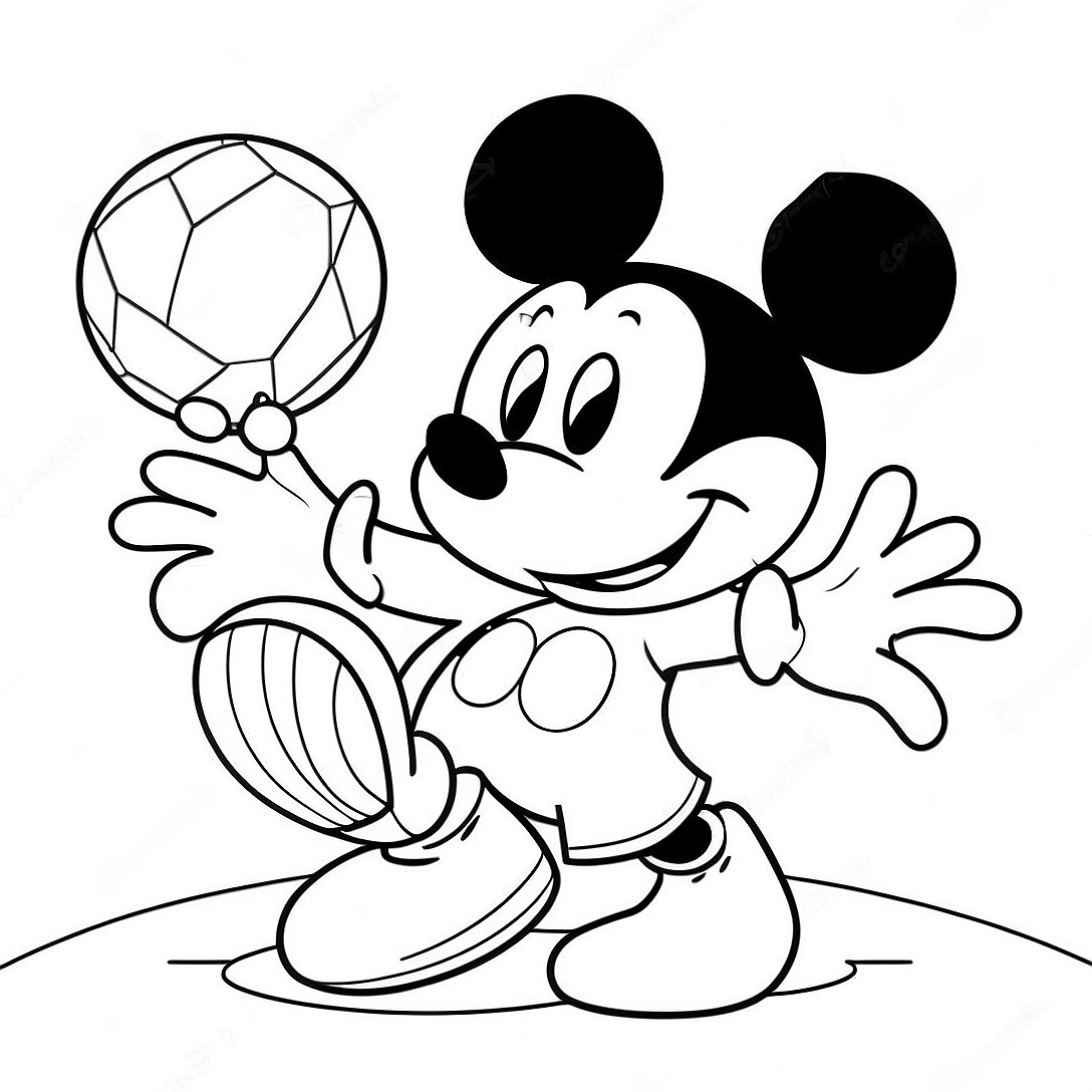 Mickey Mouse Playing Soccer Coloring Page | Disney Sports coloring page