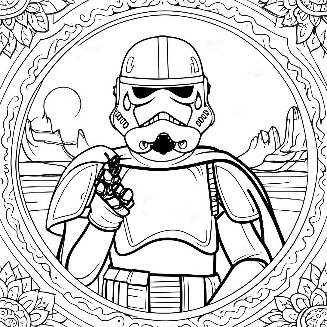 Detailed Star Wars Character Coloring Page | Star Wars for Adults coloring page