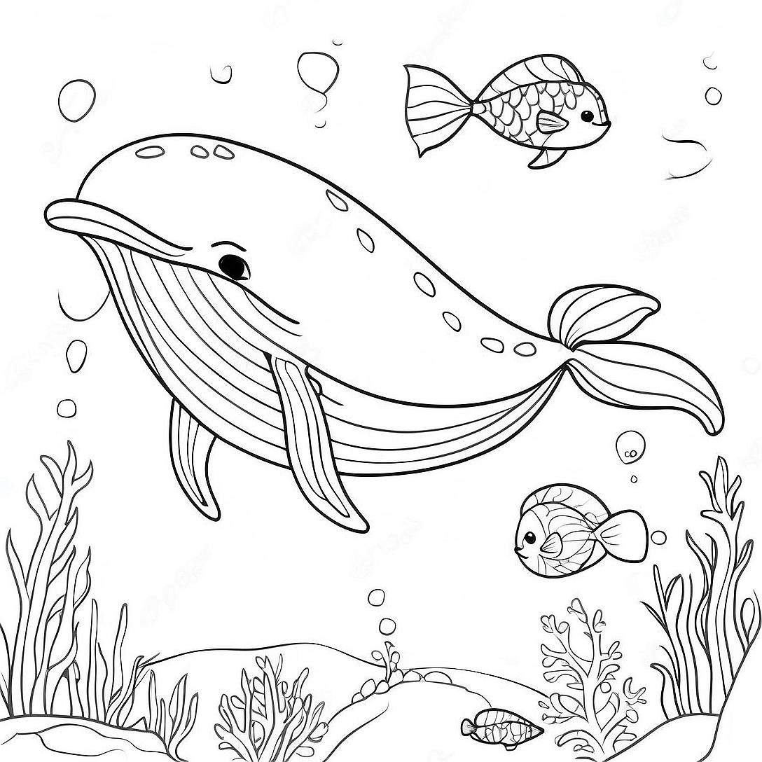 Whale Coloring Page | Whale for Adults coloring page