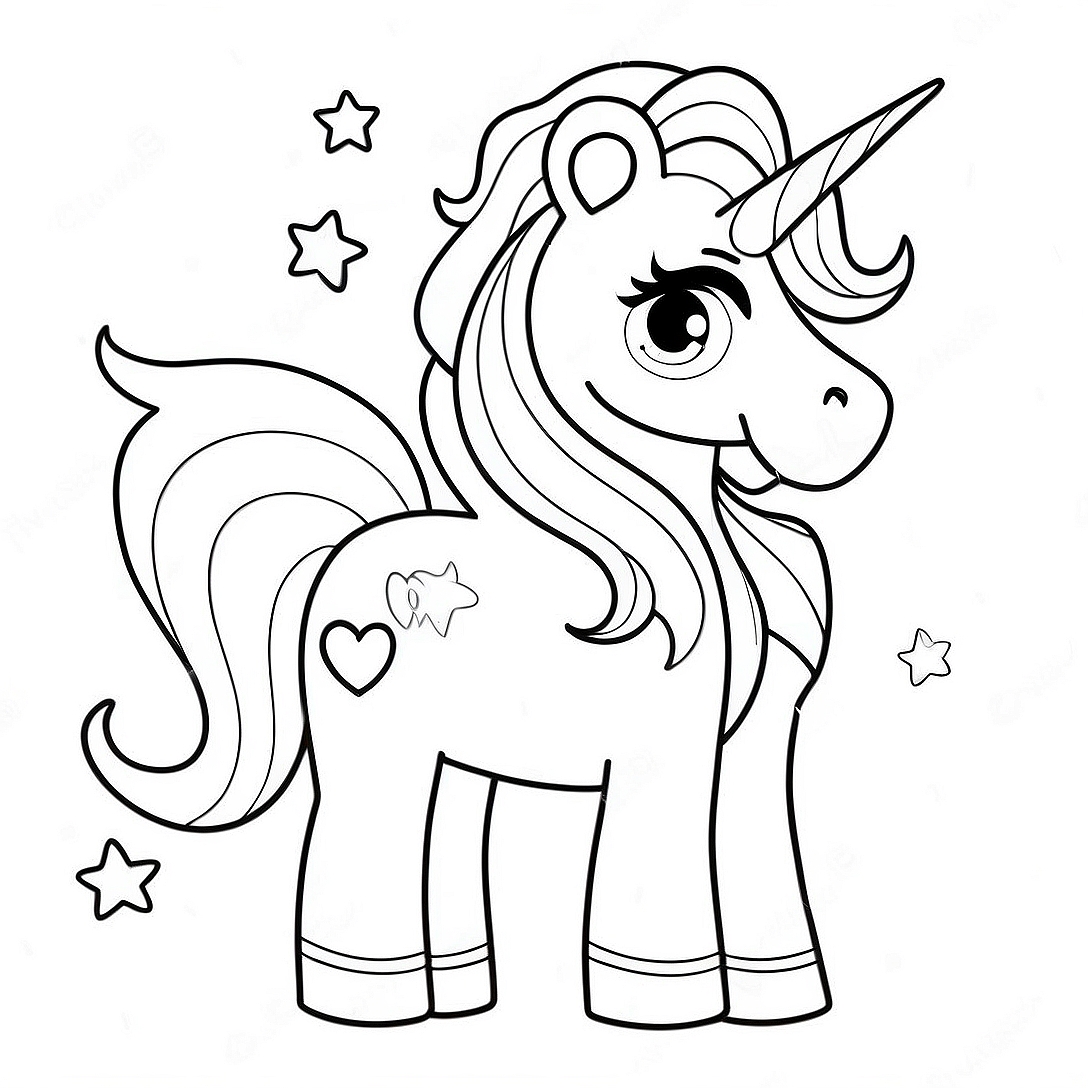 Cute Unicorn with Sparkles Coloring Page | Girly coloring page