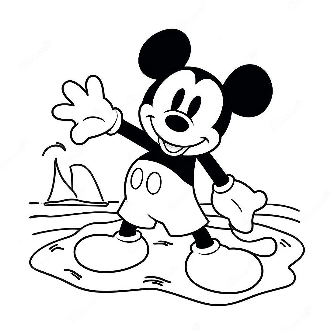 Mickey Mouse Beach Fun Coloring Page | Disney Summer coloring page