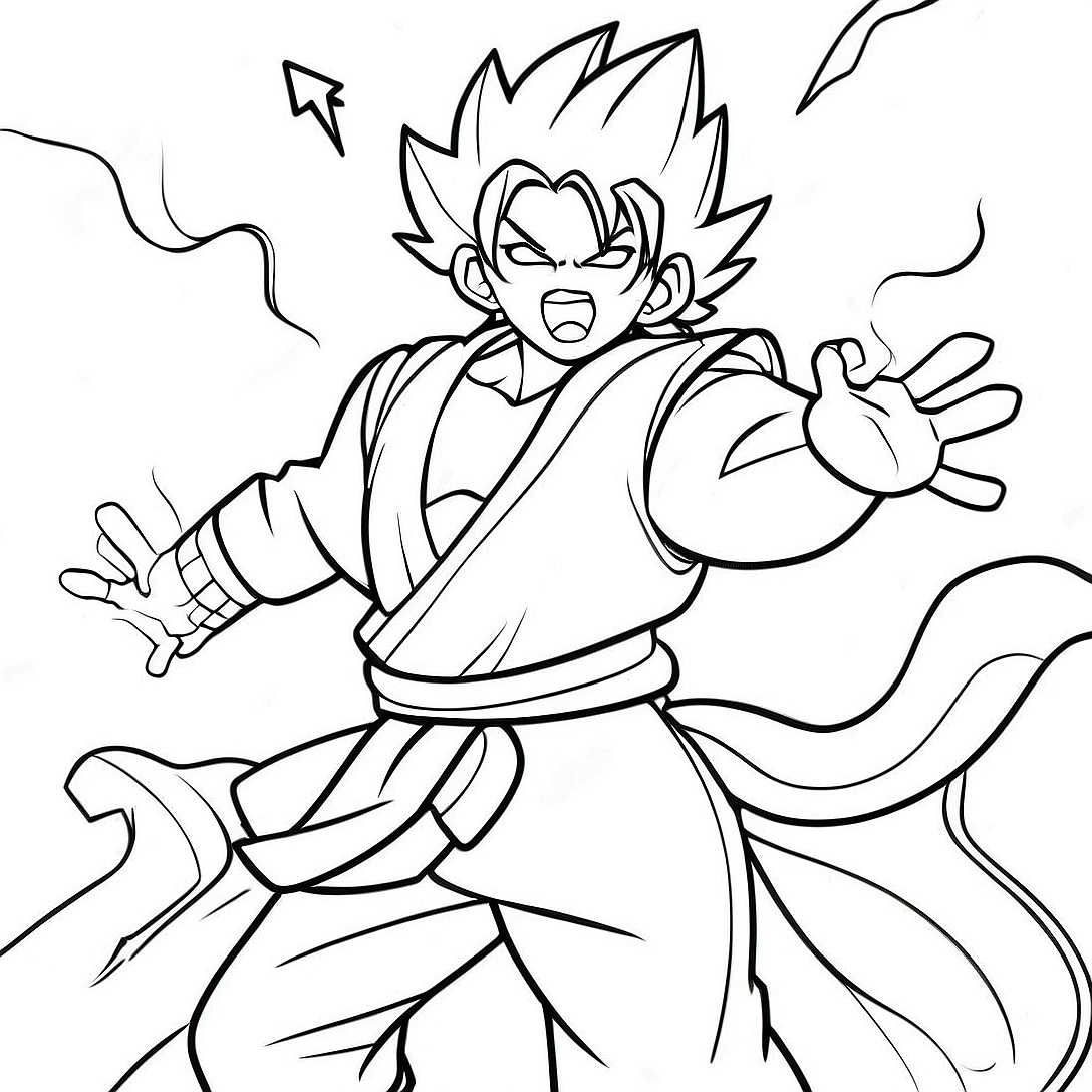Zenitsu in Thunder Breathing Pose Coloring Page | Zenitsu coloring page