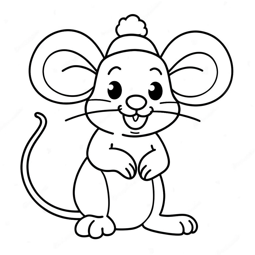 Christmas Mouse Coloring Page | Christmas Mouse coloring page