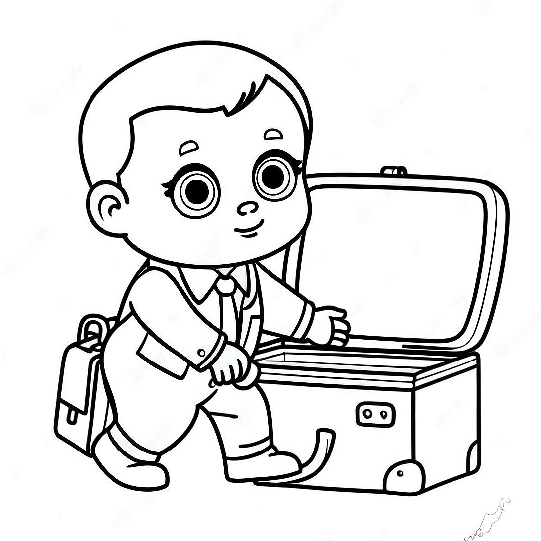 Cute Boss Baby with Briefcase Coloring Page | Boss Baby coloring page
