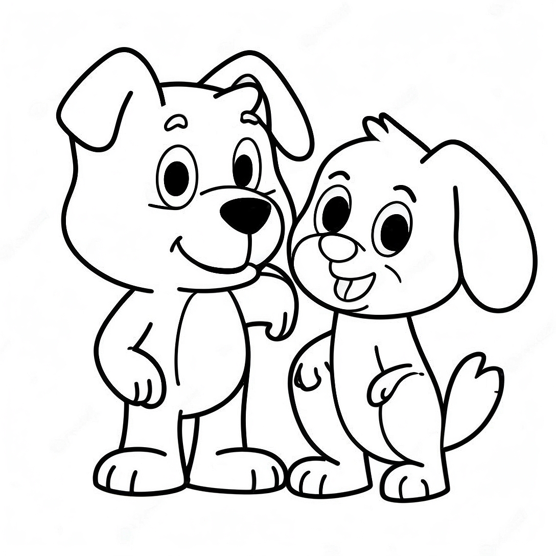 Bluey and Bingo Heartwarming Coloring Page | Bluey Valentine coloring page