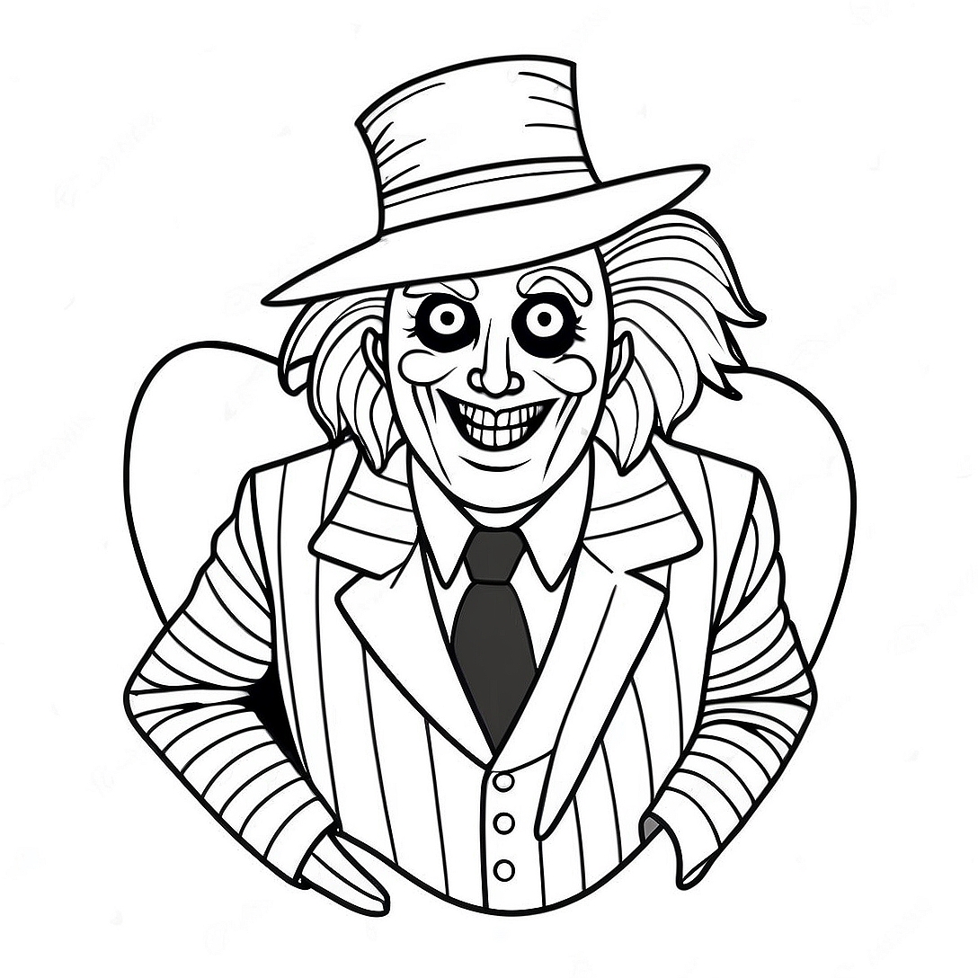 Beetlejuice in Spooky Costume Coloring Page | Beetlejuice coloring page