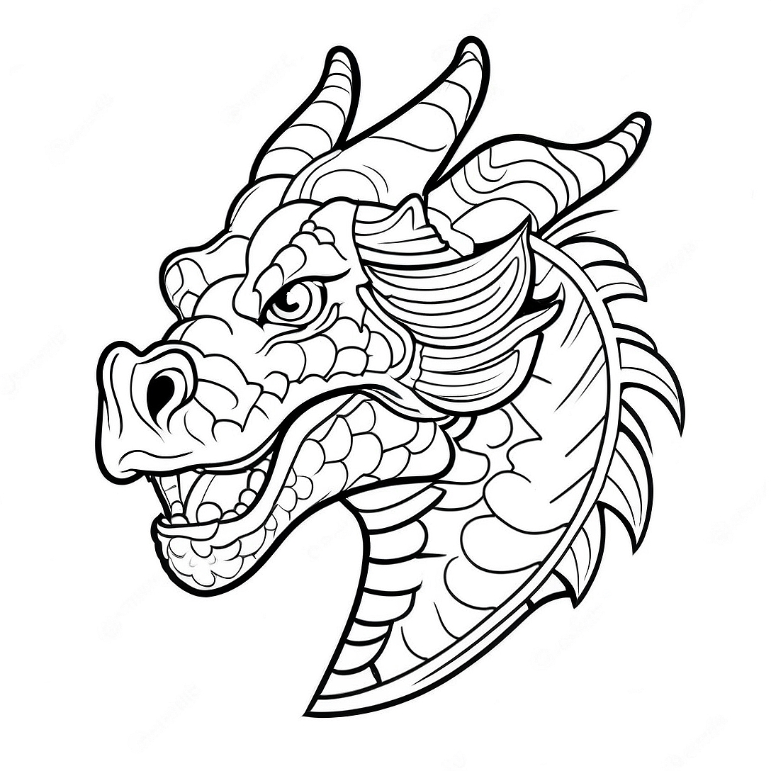 Dragon Head Coloring Page | Dragon Head and Tail coloring page
