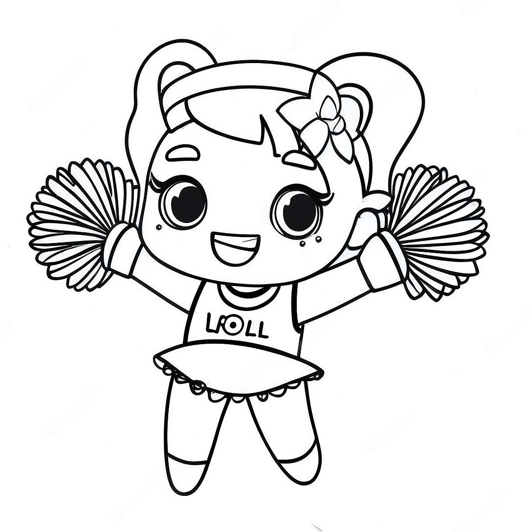 LOL Cheerleader with Sparkling Pom-Poms Coloring Page | LOL Cheerleader coloring page