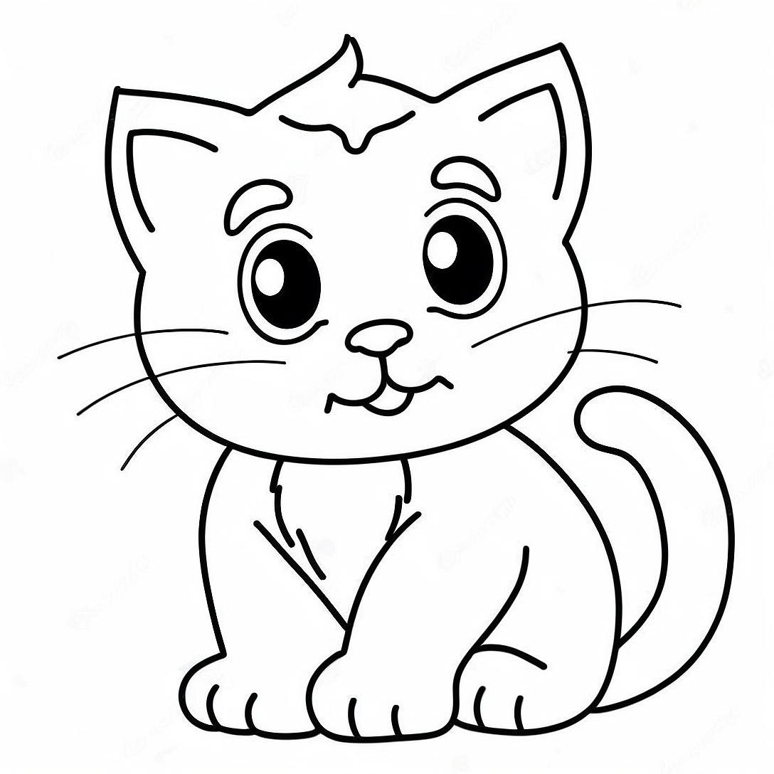 Playful Kitten Coloring Page | Realistic Cat coloring page