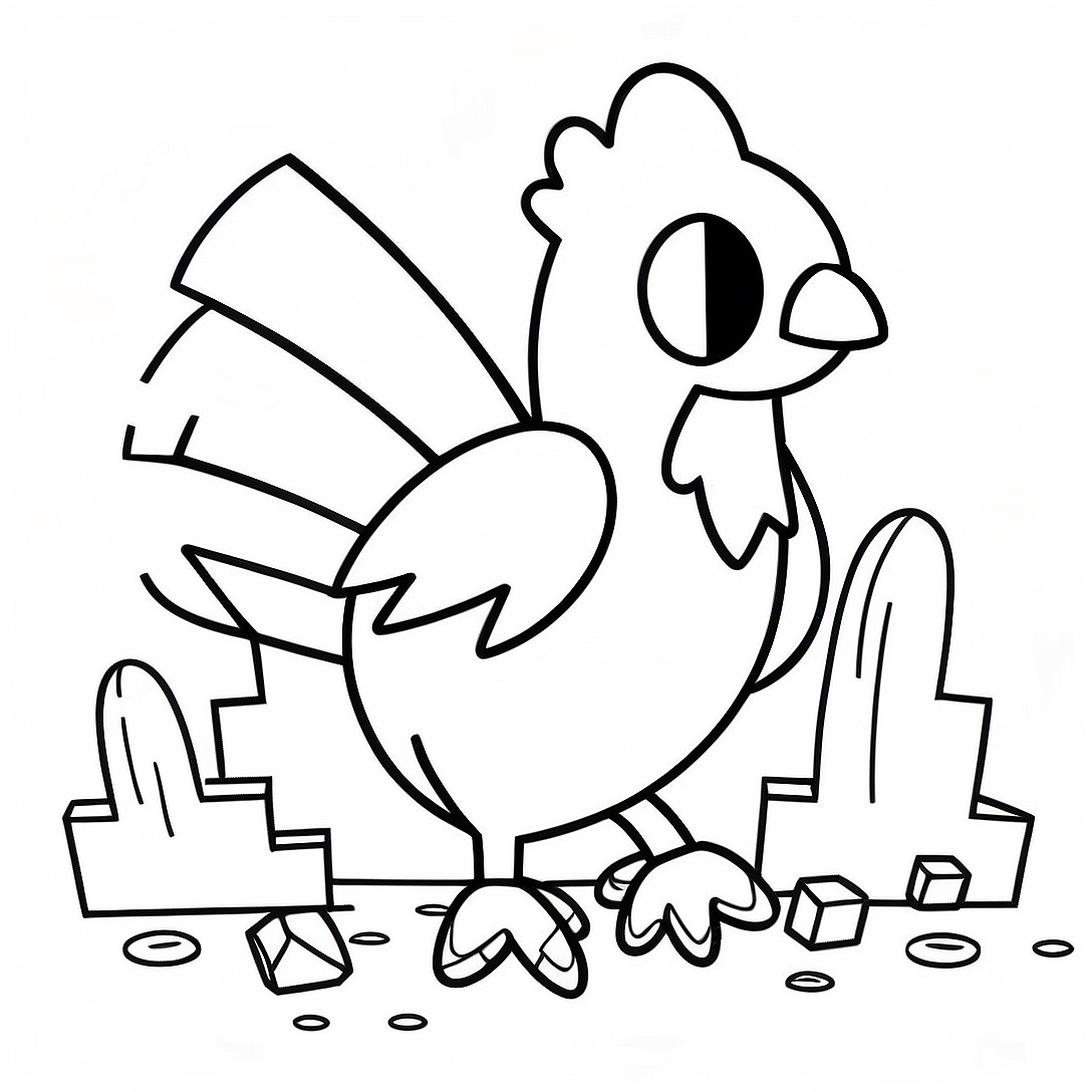 Cute Minecraft Chicken Coloring Page | Minecraft Chicken coloring page