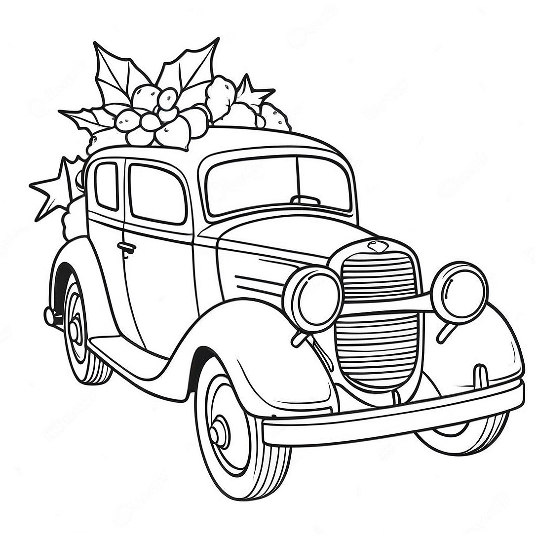 Christmas Car Coloring Page | Christmas Car coloring page