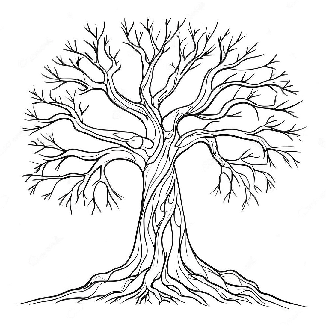 Bare Tree with Twisting Branches Coloring Page | Bare Tree coloring page