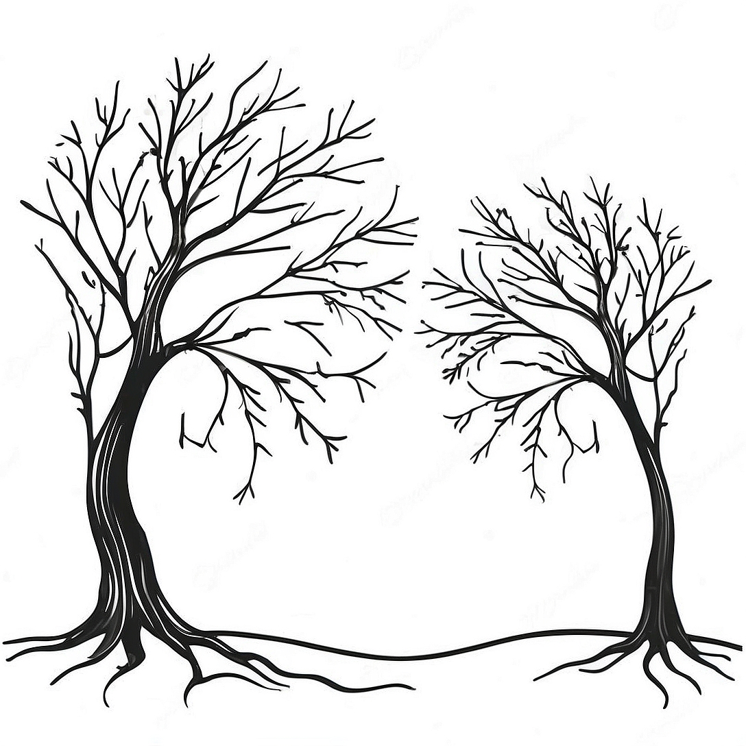 Bare Tree Silhouette Coloring Page | Bare Tree coloring page