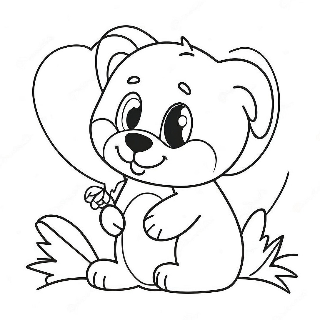 Cute Valentine's Day Animals Coloring Page | Valentines Day coloring page