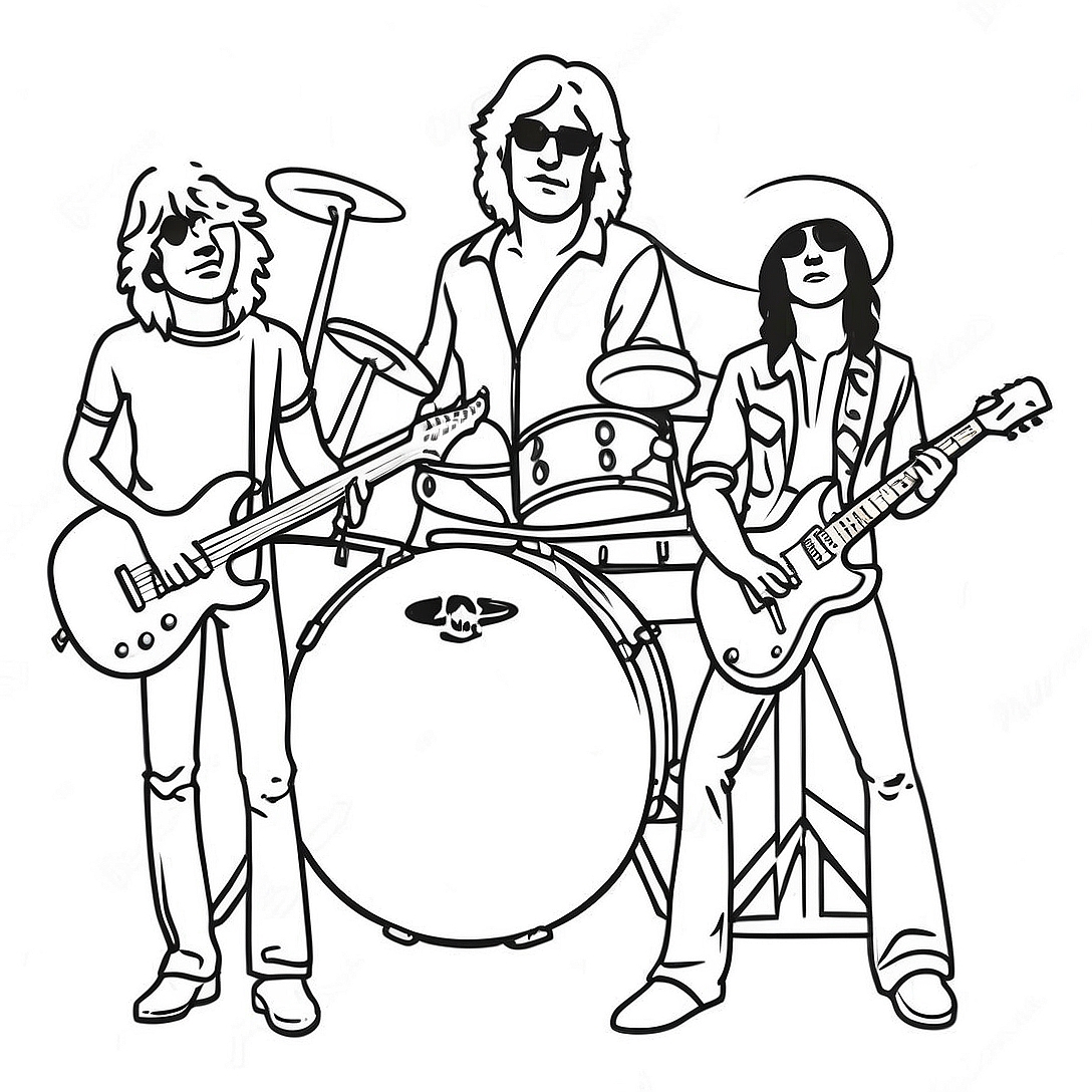 Classic Rock Band Coloring Page | Oldies coloring page