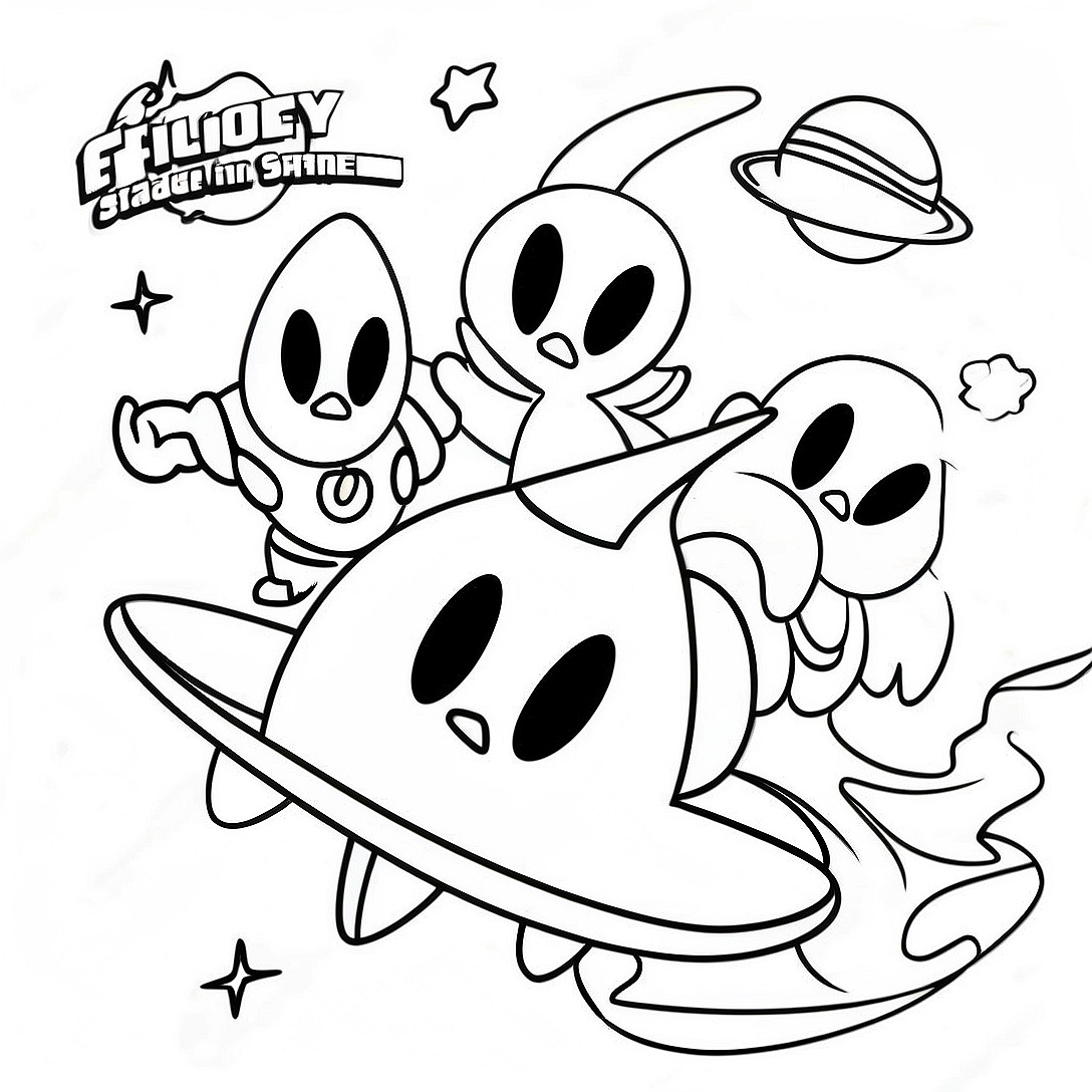 Looney Tunes Characters in Space Coloring Page | Space Jam coloring page