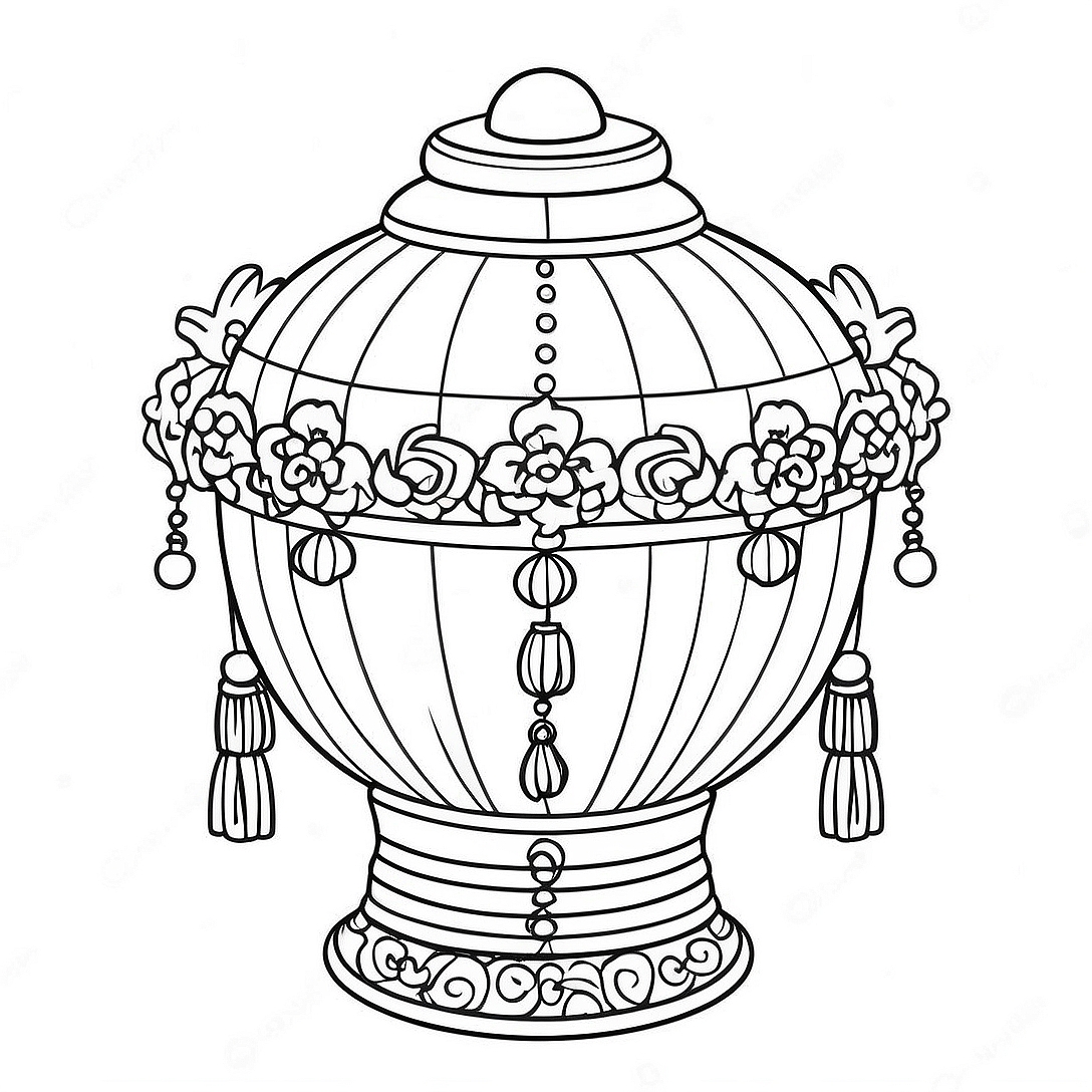 Chinese New Year Lantern Coloring Page | Lantern Chinese New Year coloring page