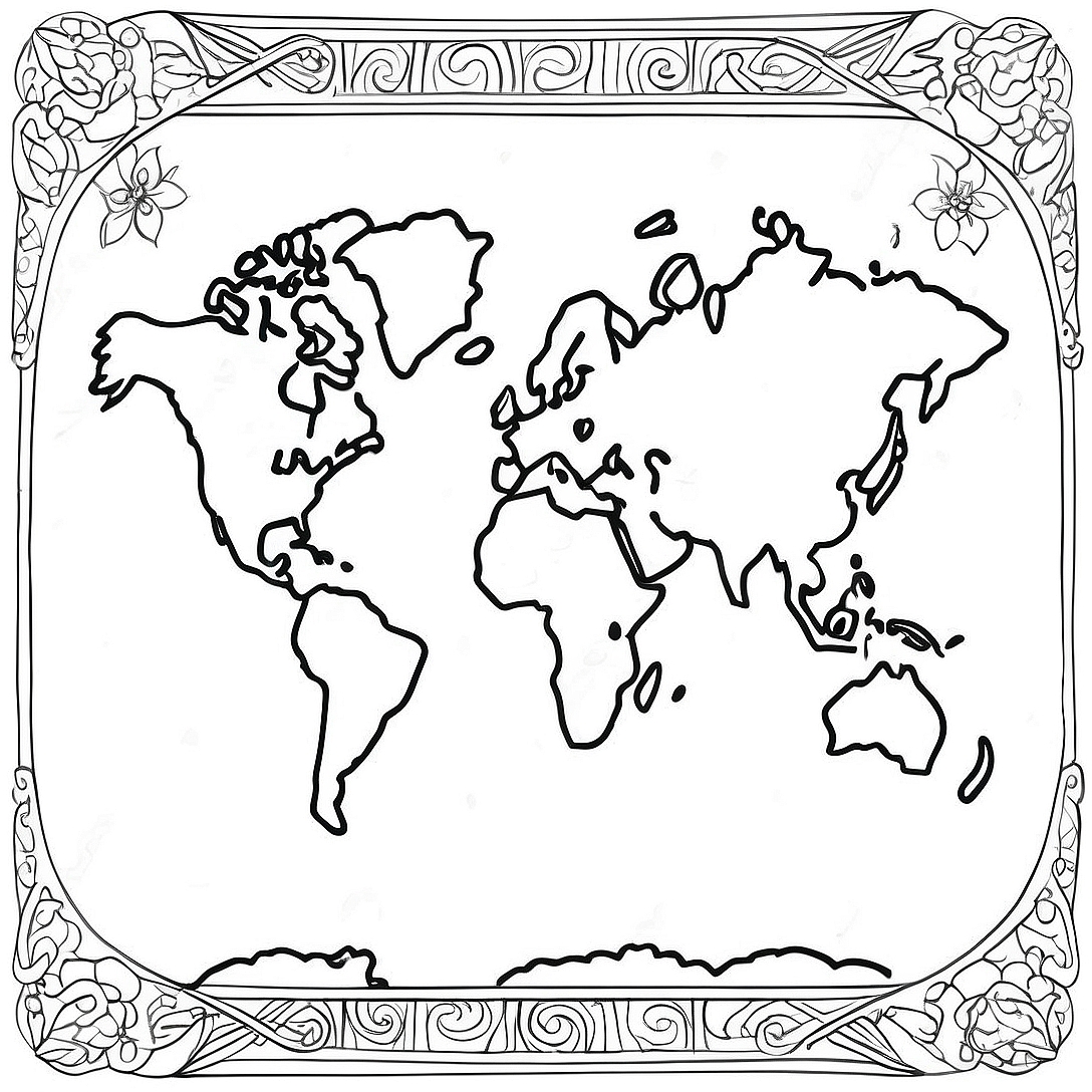 Map of the World Coloring Page | Map coloring page