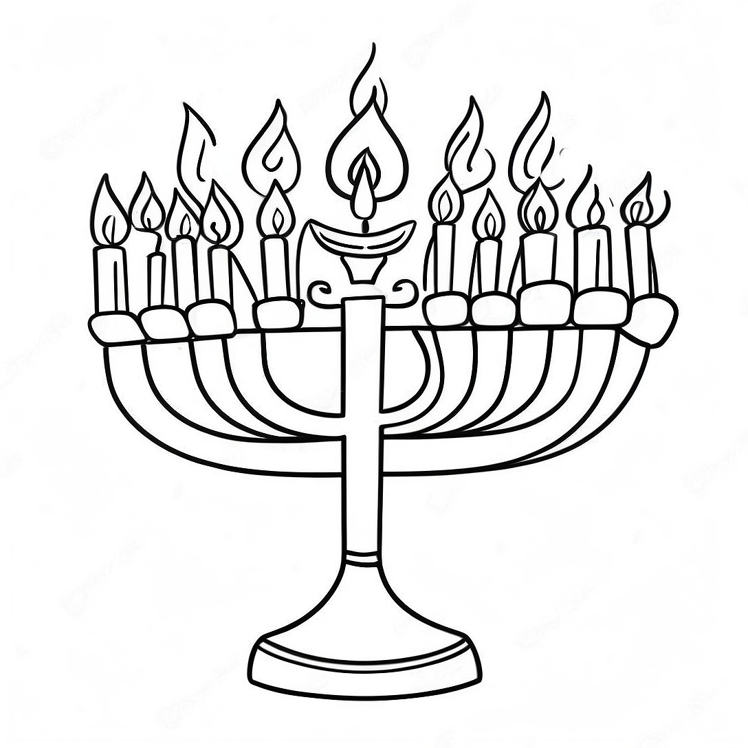 Colorful Menorah Coloring Page | Jewish coloring page